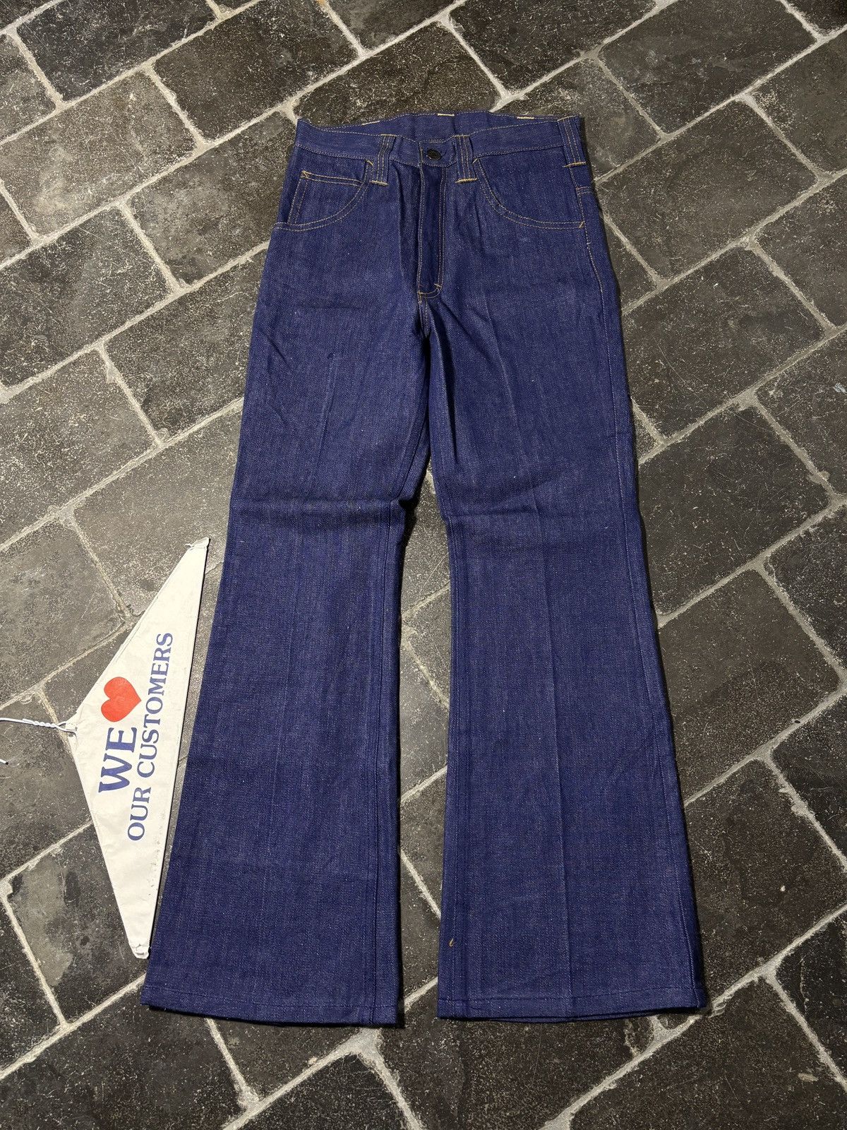 Vintage 1970s Flared Jeans Vintage Dark Wash Golden Horse Bell Botto Size 26" / US 2 / IT 38 - 1 Thumbnail