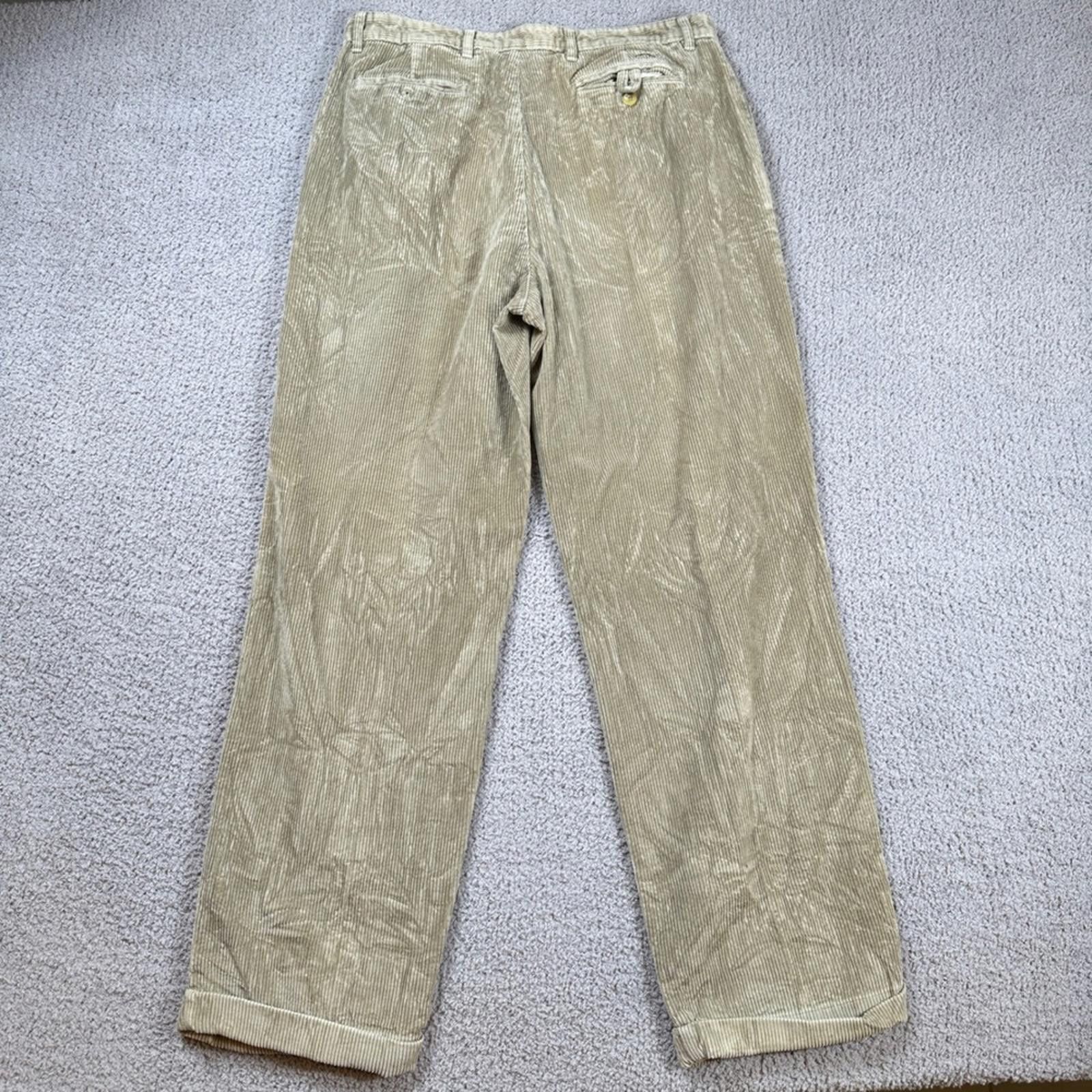 Tommy Hilfiger Tommy Hilfiger Corduroy Pants 36x32 Mens Tan Pleated Front Size US 36 / EU 52 - 2 Thumbnail