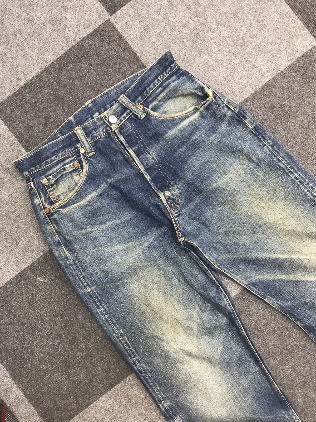 Warehouse 💥THRASHED💥WAREHOUSE SPECIAL Thrashed Selvedge Jeans Size US 29 - 4 Thumbnail