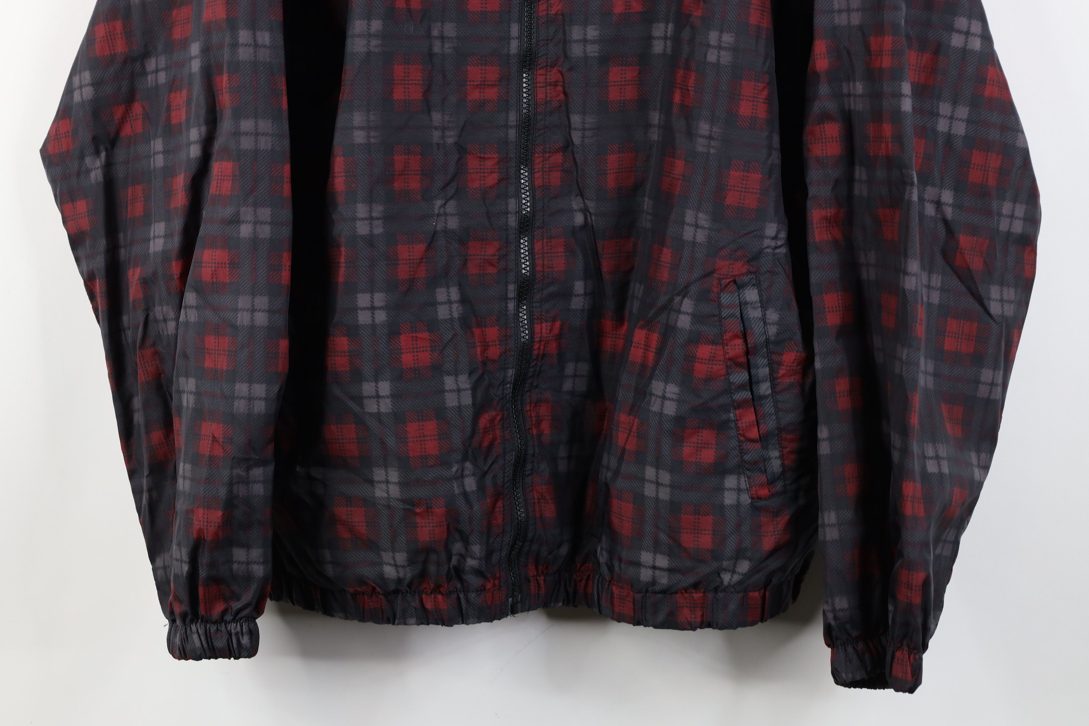Vintage Vintage 90s Streetwear Full Zip Windbreaker Jacket Red Plaid Size US XL / EU 56 / 4 - 3 Thumbnail