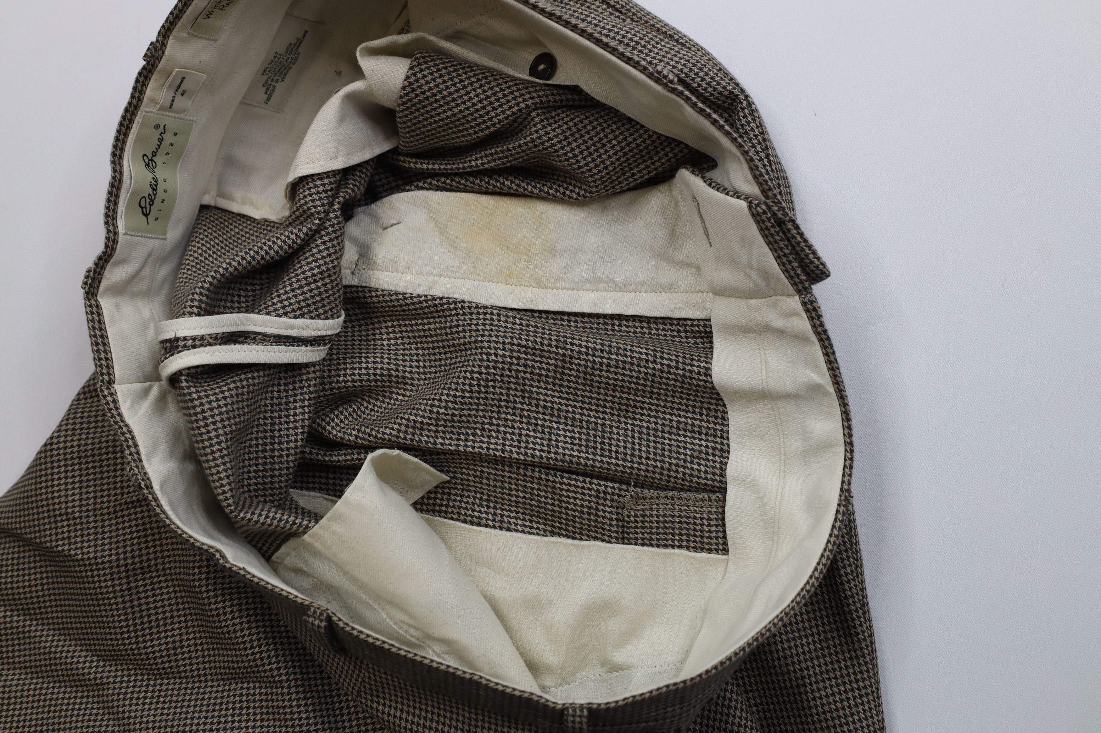 Eddie Bauer Vintage 90s Eddie Bauer Houndstooth Wide Leg Chino Pants Size US 40 / EU 56 - 9 Thumbnail