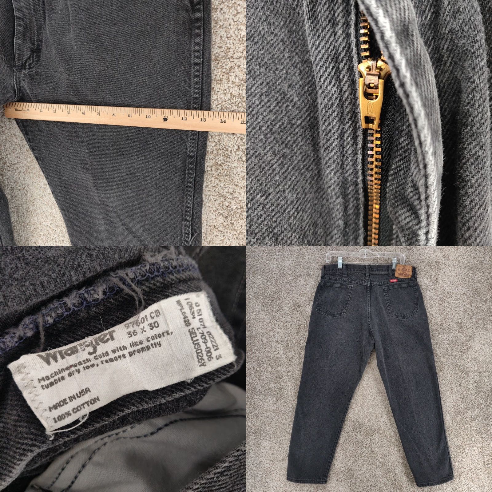 Wrangler VINTAGE Wrangler Jeans Mens 36x30 Black Denim USA Cowboy Cut 5-Pocket Regular Slimming Size US 36 / EU 52 - 8 Thumbnail
