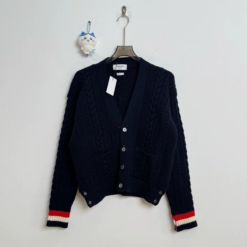 Thom Browne Thom Browne Dark blue cuff color-blocked wool braided card Size US XL / EU 56 / 4 - 1 Thumbnail