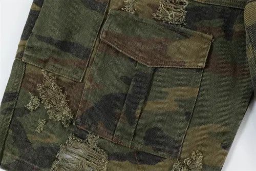 Japanese Brand Minako x Asaka Destroy Camouflage Grinding Cropped Pants Size US 29 - 7 Thumbnail