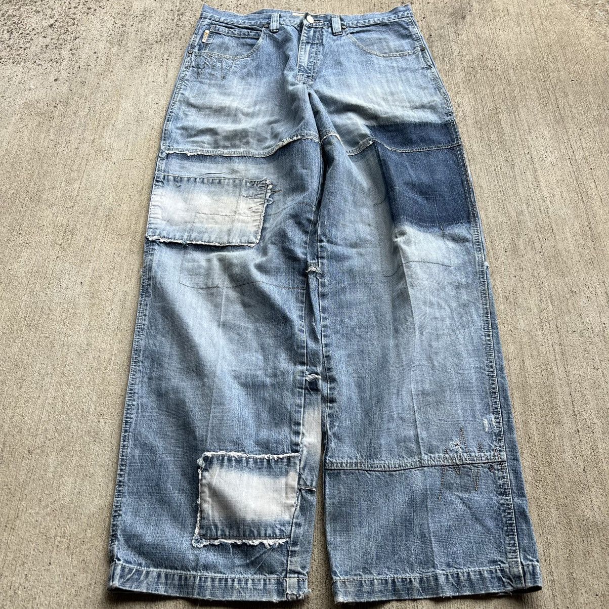 Japanese Brand × Southpole Crazy Vintage 90’s Jnco Style Patches Baggy Blue Jeans USA Size US 34 / EU 50 - 1 Thumbnail