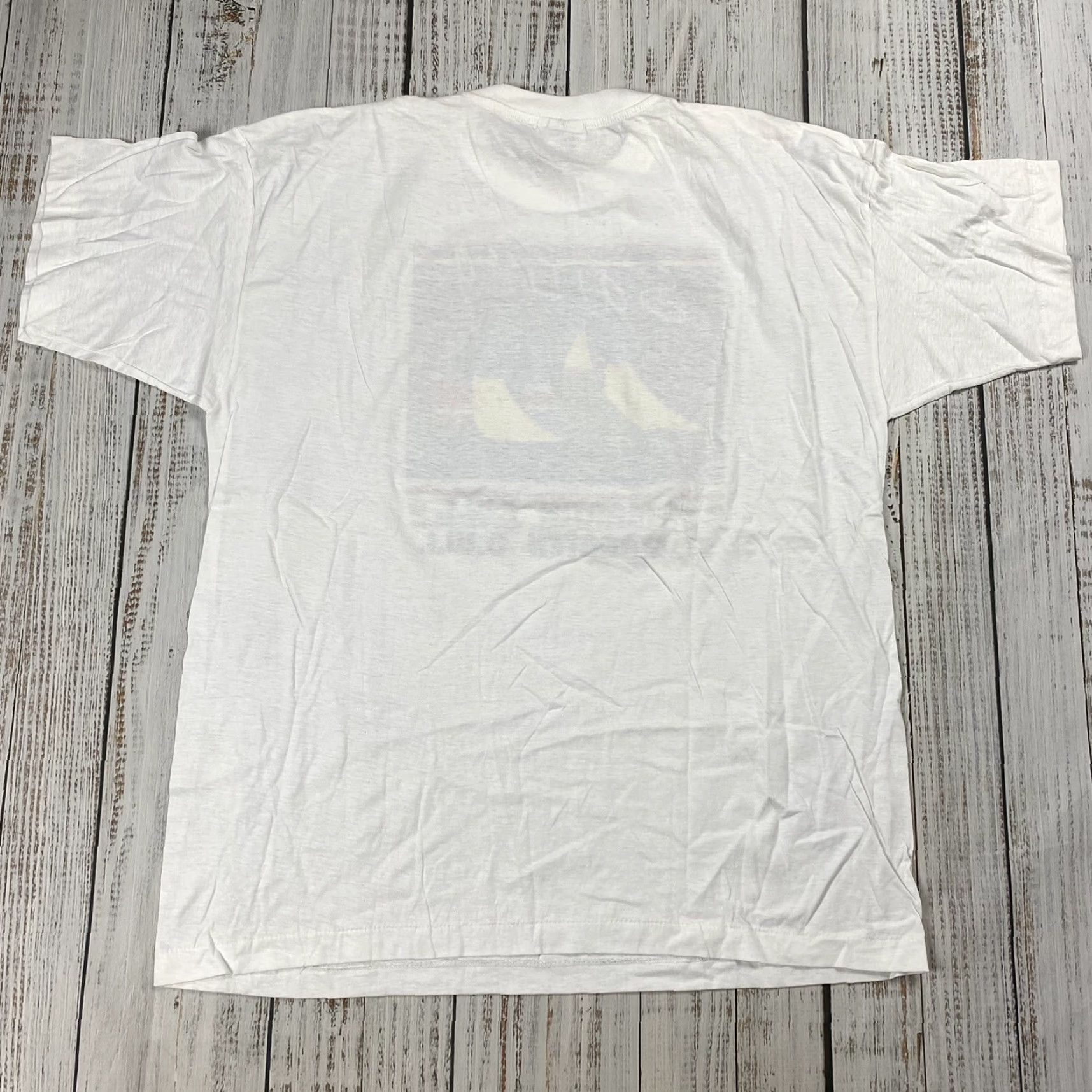Vintage VINTAGE St. Maarten Sailboat West Indies T-Shirt XL White Cotton Crew Neck 1990s Nautical Boat Theme Mens, Graphic Print, Logo, Tropical, 90s, BoAT Size US XL / EU 56 / 4 - 6 Thumbnail