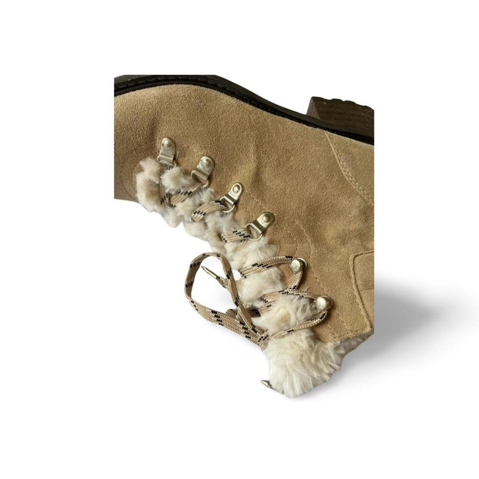 Sam Edelman Cozy Sam Edelman Suede Faux Fur Lined Lace-Up Boots Size US 8.5 / IT 38.5 - 6 Thumbnail
