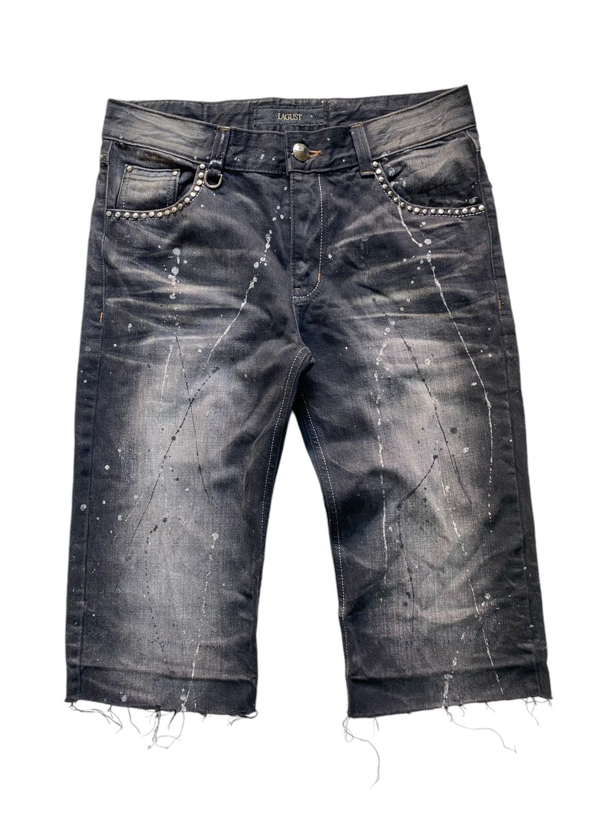 If Six Was Nine × Japanese Brand × Le Grande Bleu (L.G.B.) Vintage Lagust stone wash painted studed denim Size US 33 - 1 Thumbnail
