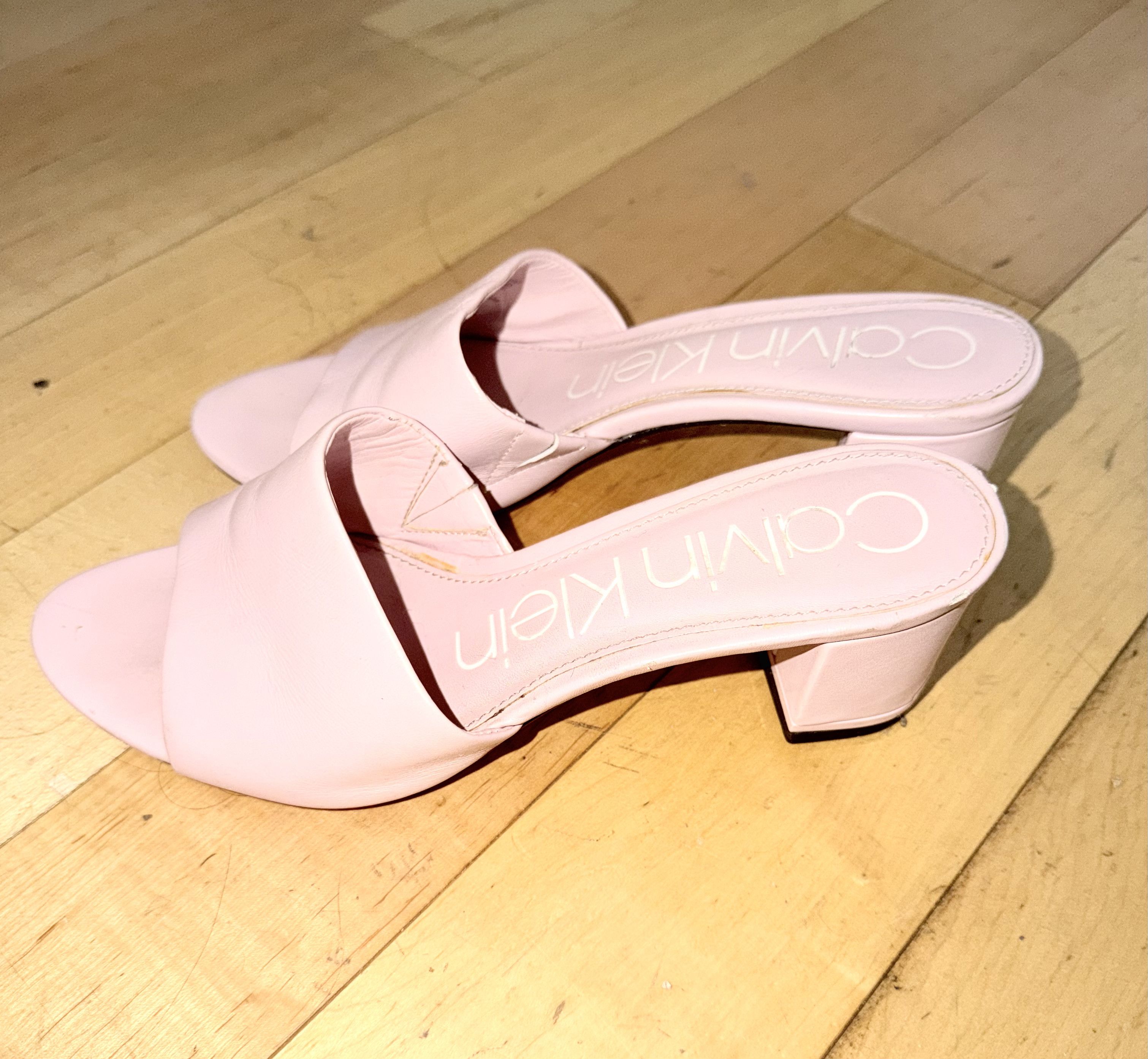 Calvin Klein Calvin Klein 'Noelly' Pink Leather Mule Sandal Heel Size US 8 / IT 38 - 2 Thumbnail