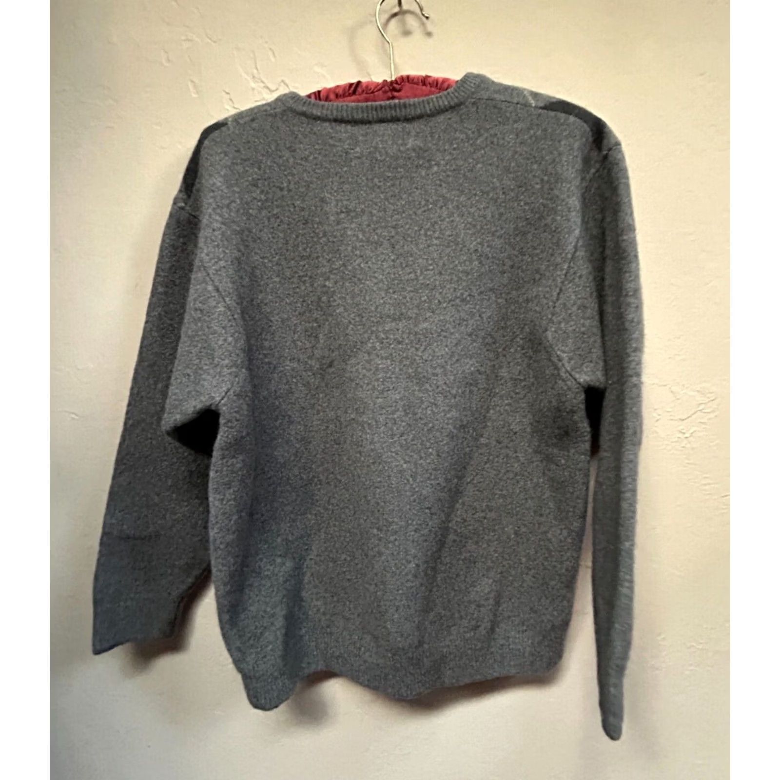 Vintage Peter Scott Men's Sweater Wool Angora Argyle V-Neck Pullover Long Sleeve Gray 42 Regular Mens Size US XL / EU 56 / 4 - 2 Thumbnail