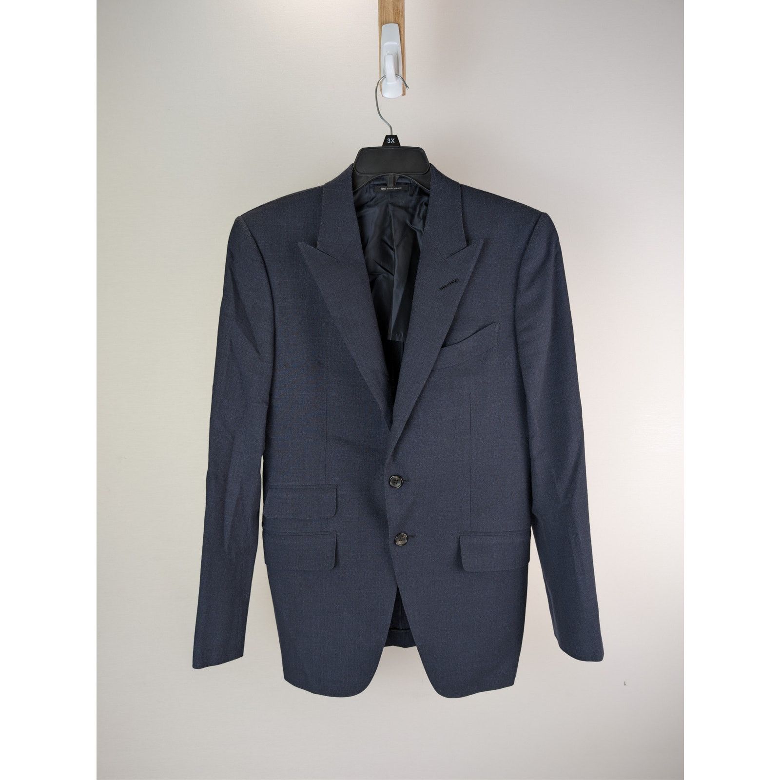 Tom Ford o1rshd1 CC20 Shelton Sharkskin Slim-Fit Wool Suit Jacket Size US M / EU 48-50 / 2 - 8 Thumbnail