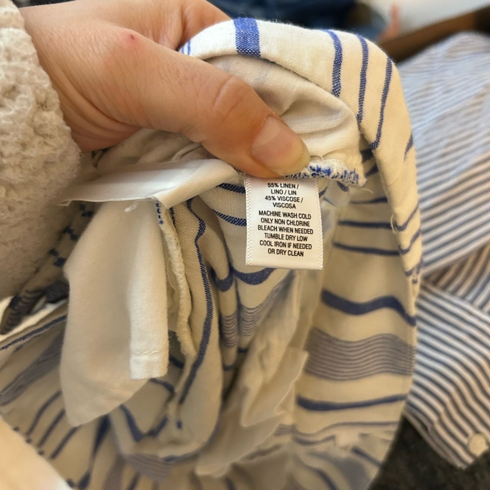 Loft Loft Blue Striped Linen Chino Shorts Size 23" - 4 Thumbnail
