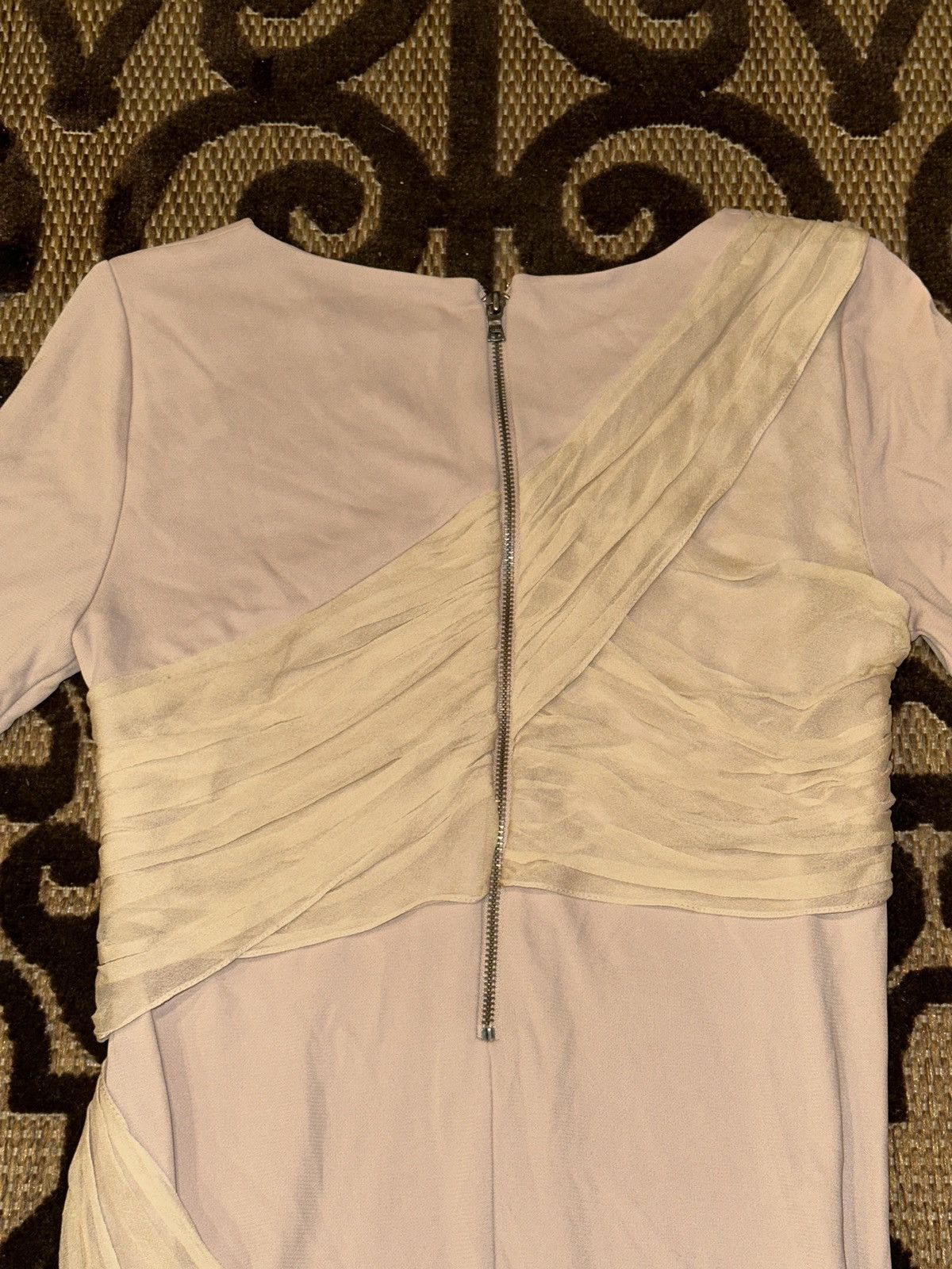Alice + Olivia Alice + Olivia Long Sleeve Goddess Silk Wrap Nude Mini Dress Size S / US 4 / IT 40 - 9 Thumbnail