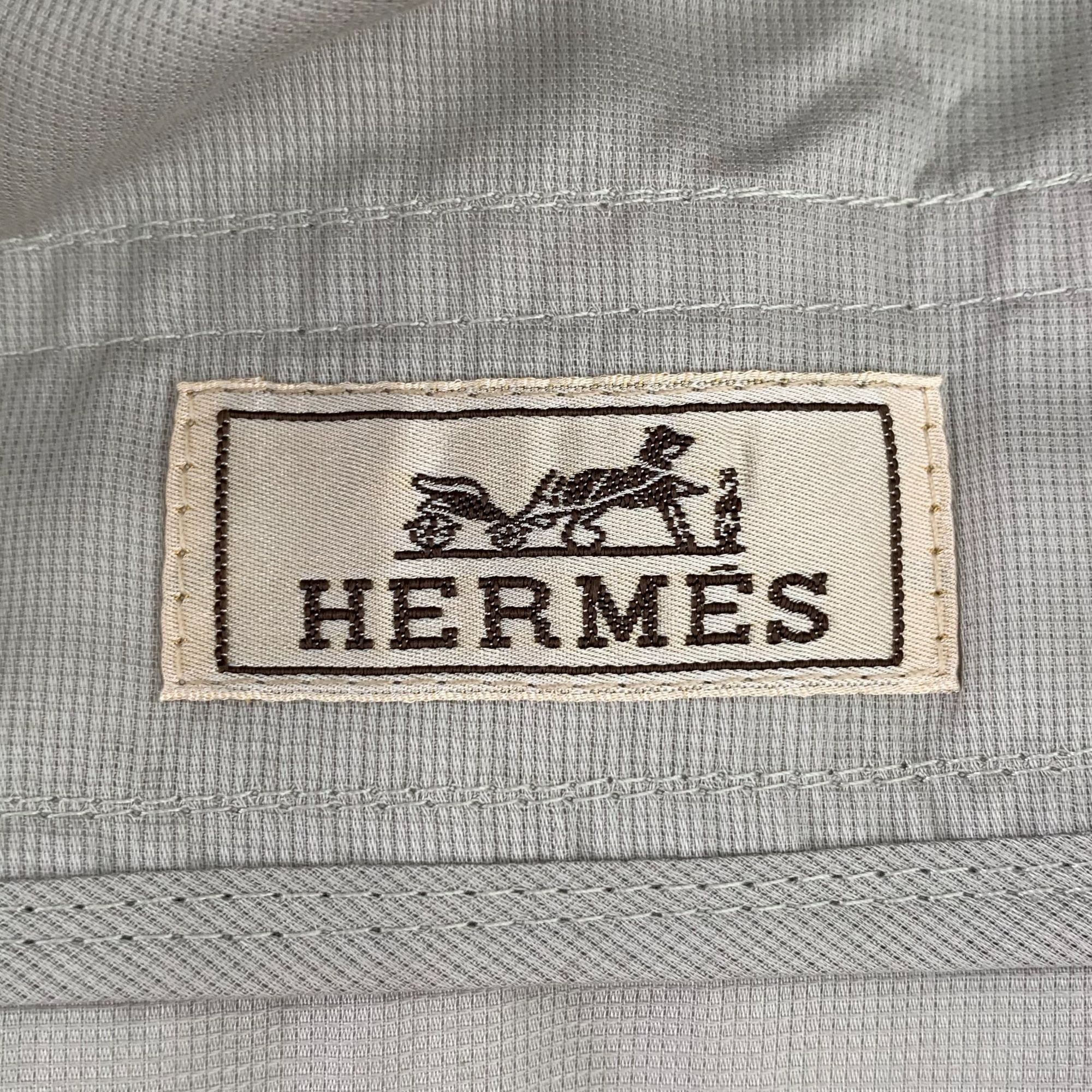 Hermes Hermès Mens Cotton Two-Tone Gray & White Pullover Jacket Siz Size US M / EU 48-50 / 2 - 5 Thumbnail