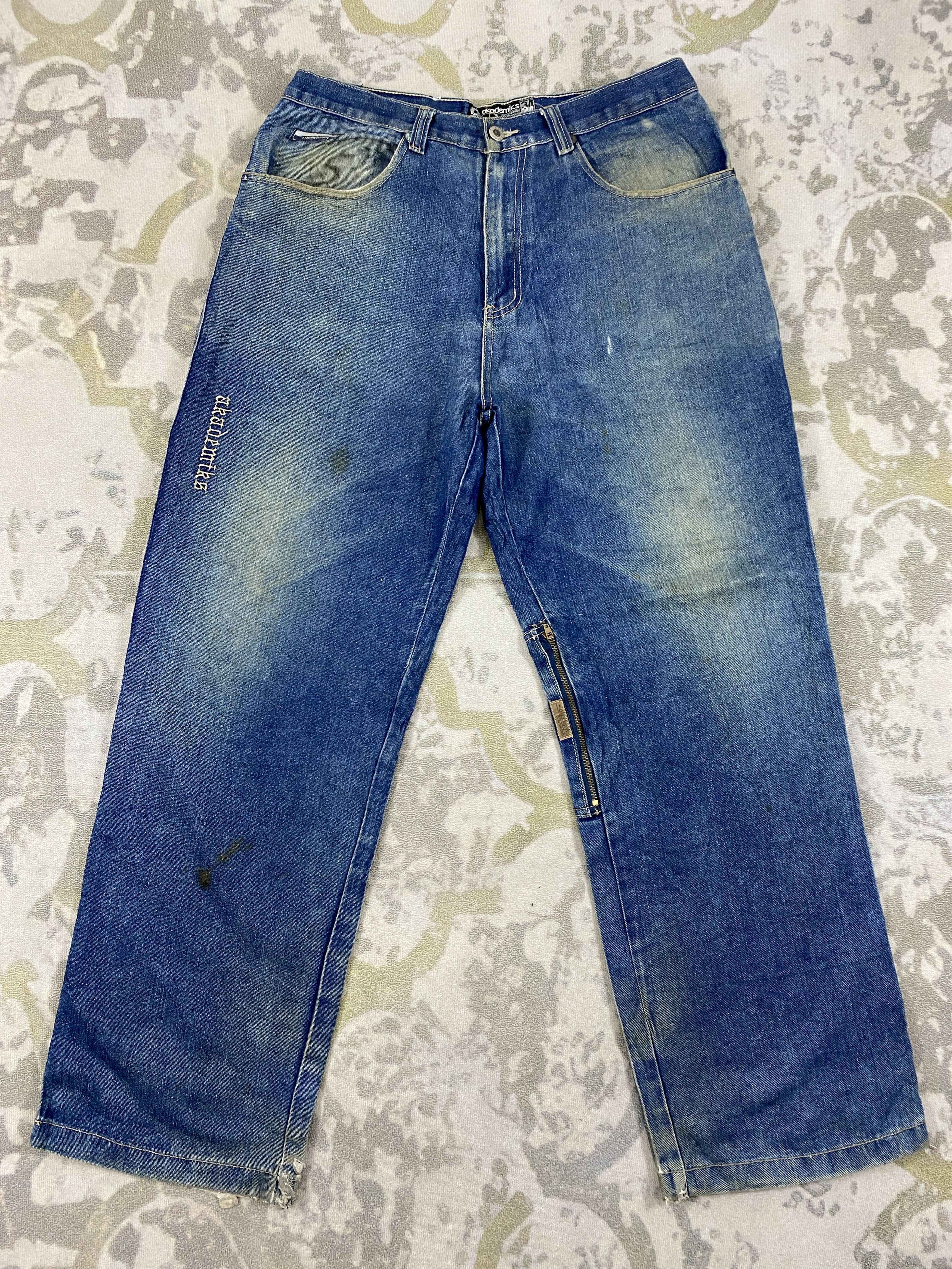 Japanese Brand Faded Blue Vintage akademiks Baggy Jeans 34x29.5- JN3813 Size US 34 / EU 50 - 1 Thumbnail