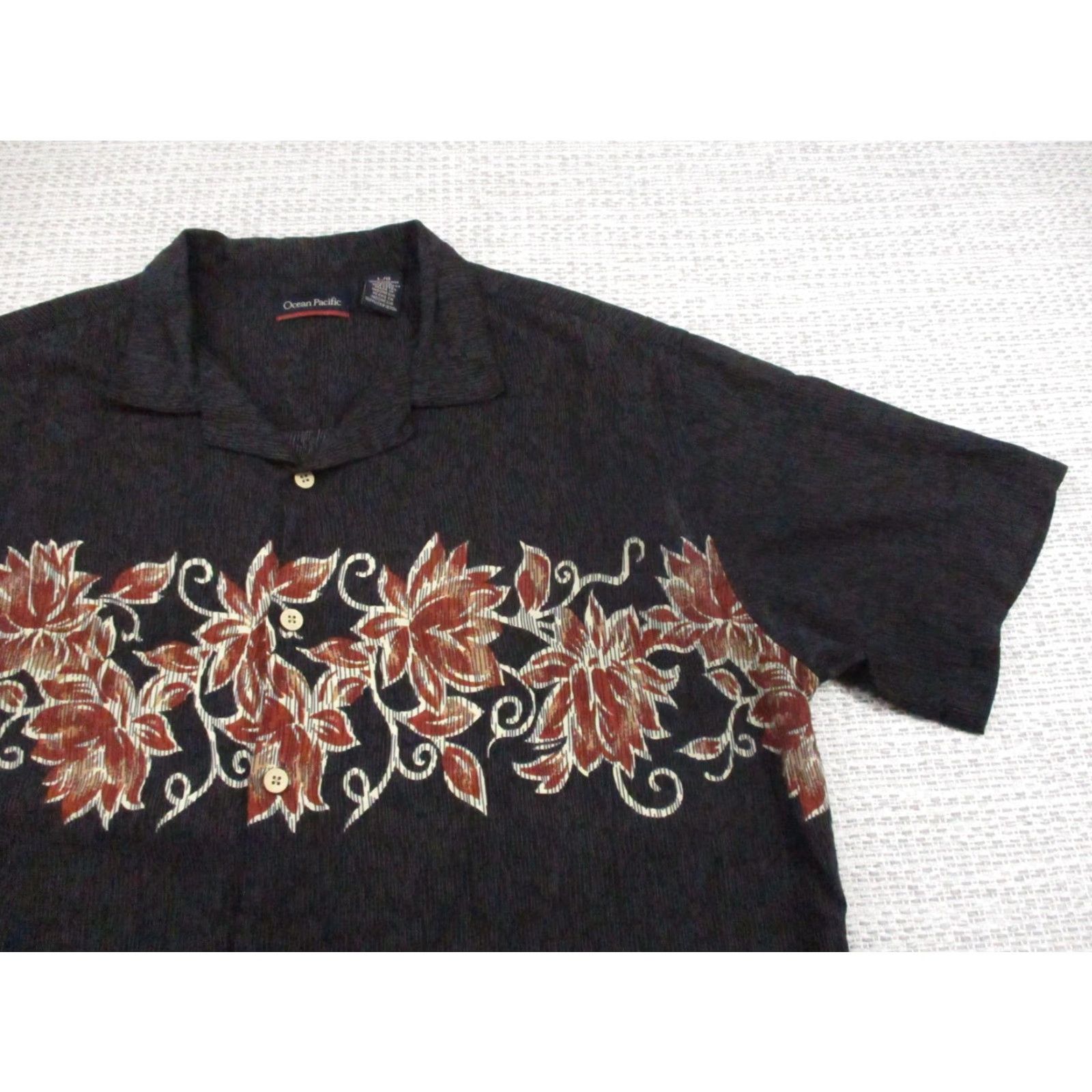 Ocean Pacific Ocean Pacific Shirt Mens L Black Floral Hawaiian Button Up Camp Casual Size US L / EU 52-54 / 3 - 2 Thumbnail