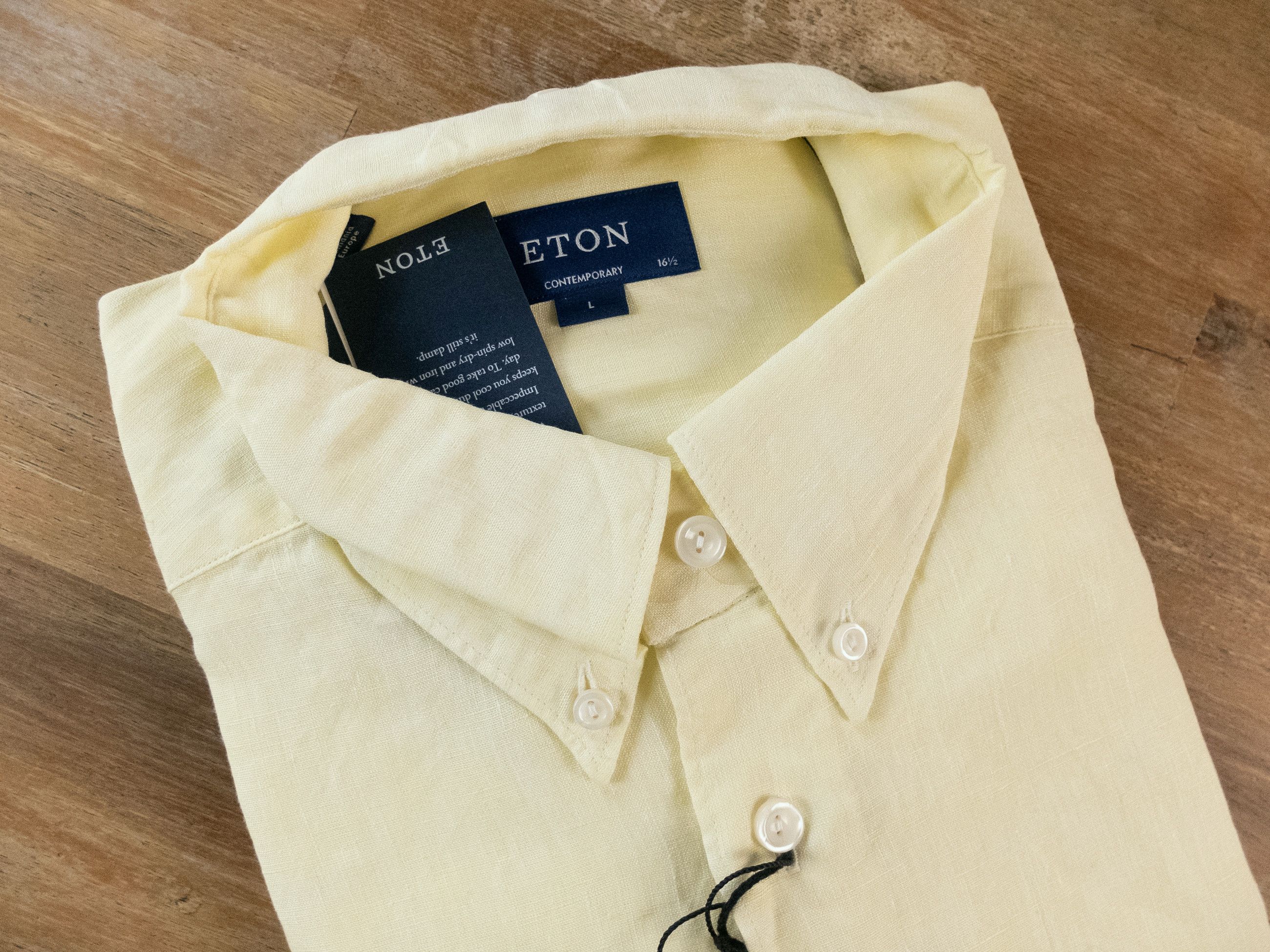 Eton ETON of Sweden contemporary fit yellow linen shirt 42 Large Size US L / EU 52-54 / 3 - 5 Thumbnail