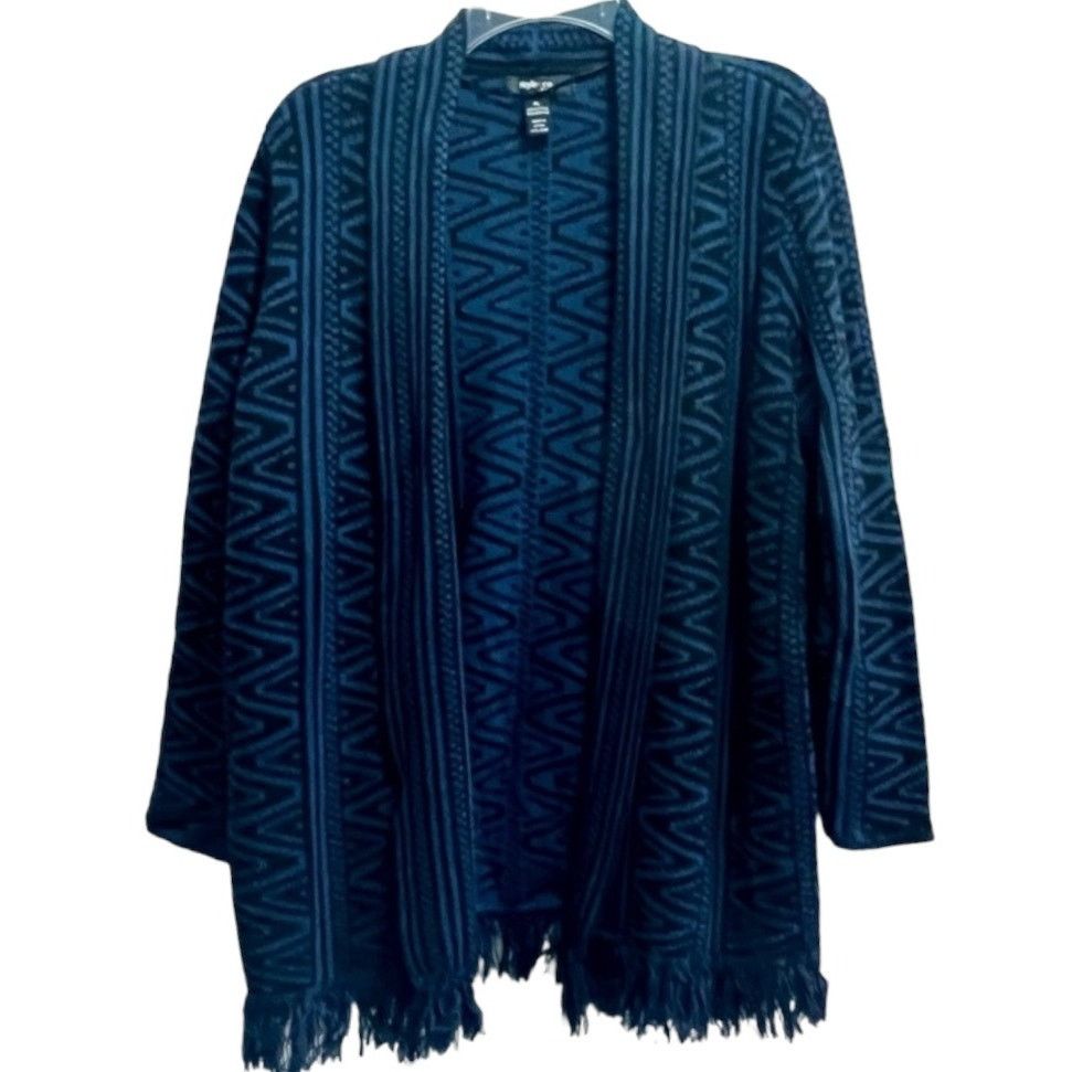 Other Cardigan Sweater Industrial Blue XL Women's Fringe Trim Size XL / US 12-14 / IT 48-50 - 1 Thumbnail