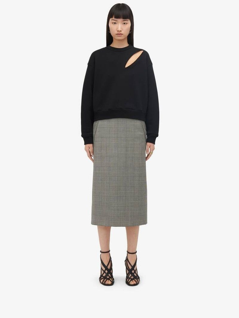 Alexander McQueen o1srvl11e0326 Prince Of Wales Pencil Skirt in Grey Size 26" / US 2 / IT 38 - 2 Thumbnail