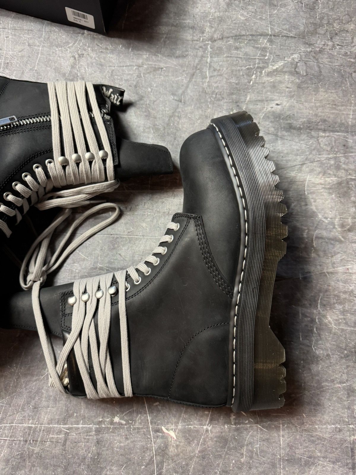 Dr. Martens × Rick Owens Dr. Martens 1460 DRKSHDW Quad Sole Steel Toe Boot Size US 13 / EU 46 - 3 Thumbnail