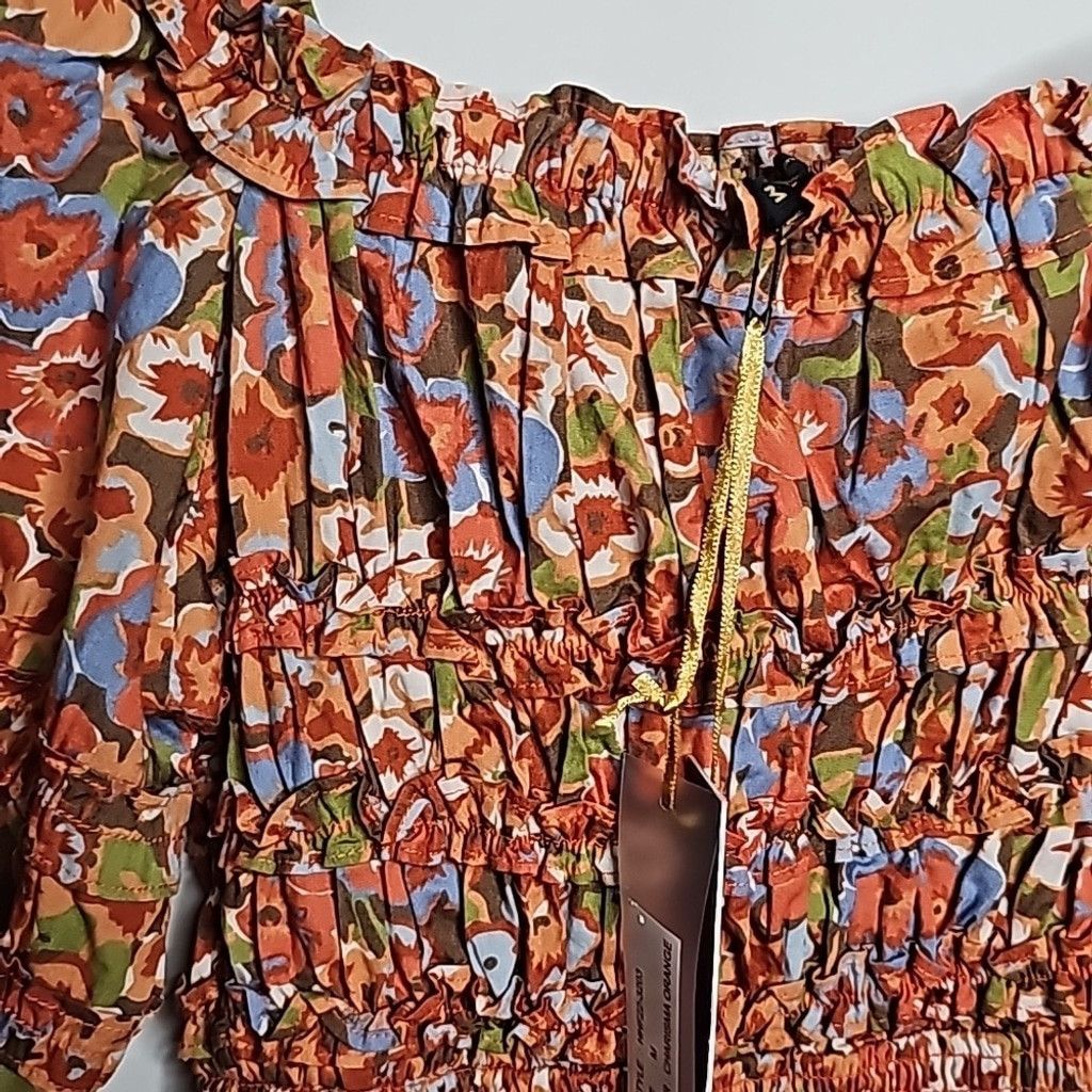 House of Harlow NWT House of Harlow 1960 floral smocked orange top sz M Size M / US 6-8 / IT 42-44 - 6 Thumbnail