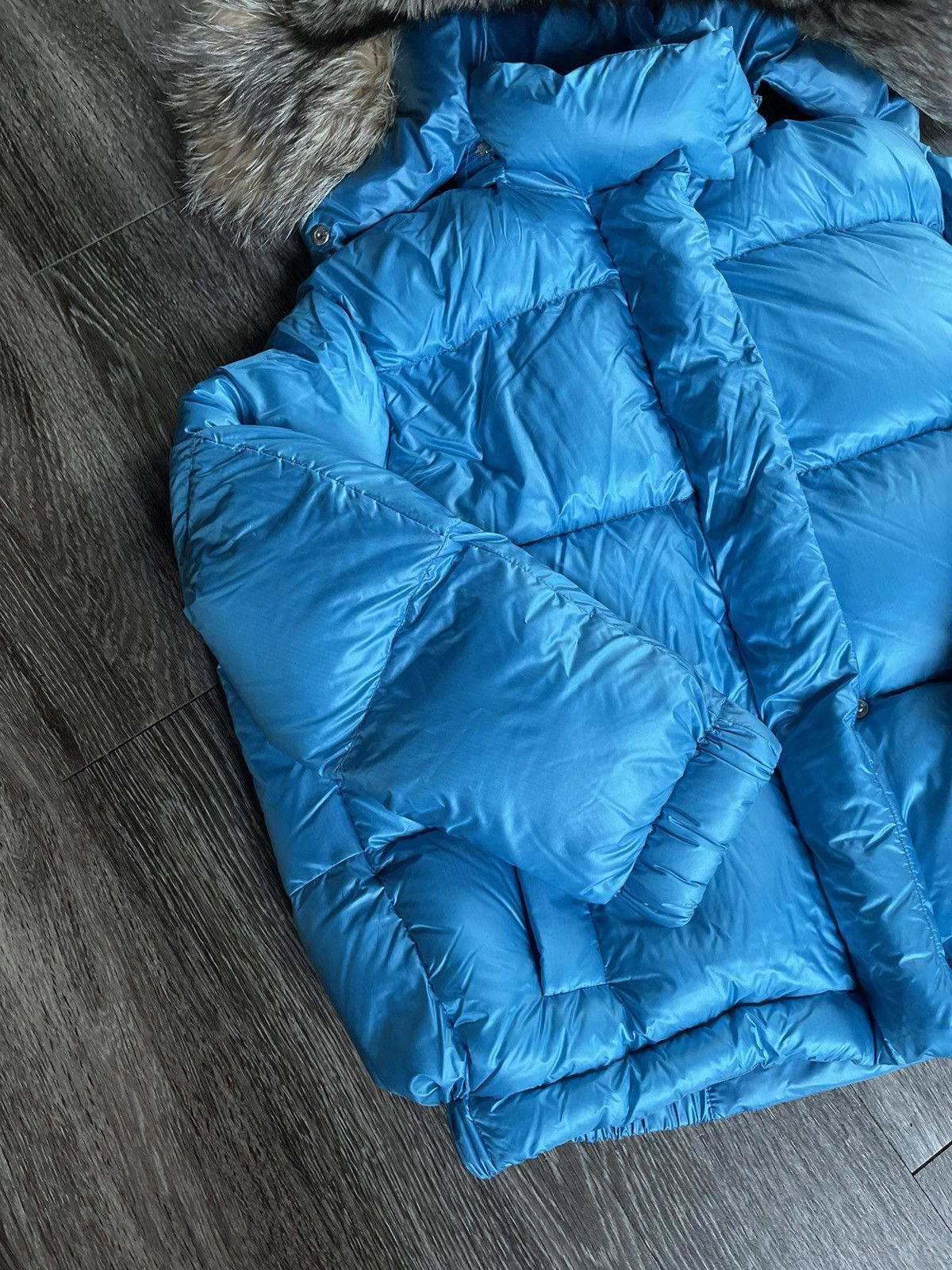 Prada NEW Prada Blue Anice Piumino Feathered Hooded Puffer Jacket Size US XS / EU 42 / 0 - 2 Thumbnail