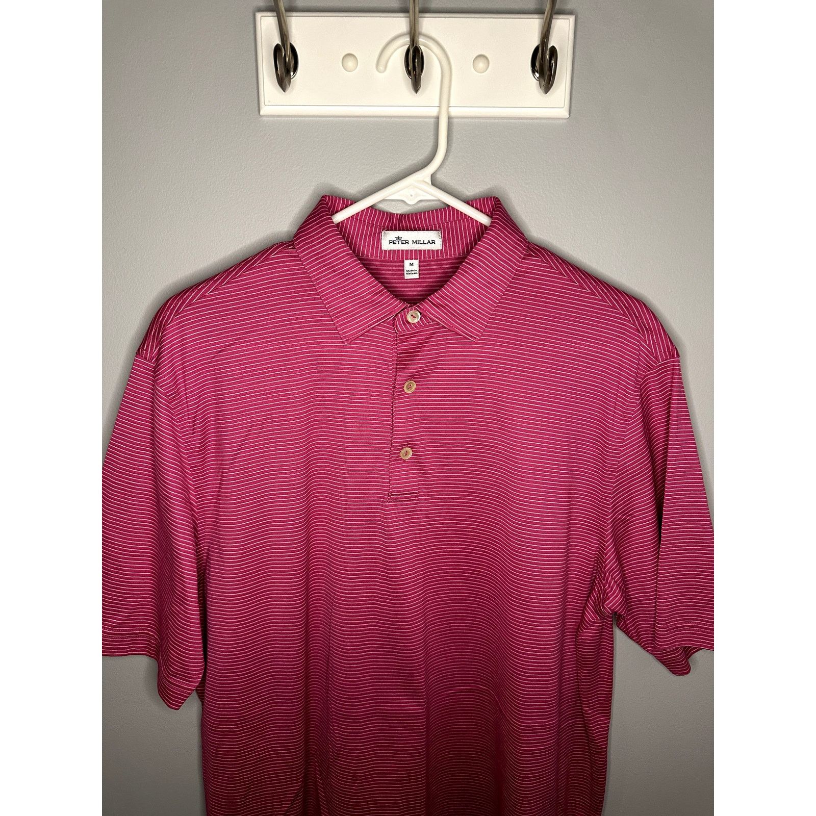 Peter Millar Peter Millar Striped Chest Pocket Polo Shirt Pink Medium Size US M / EU 48-50 / 2 - 6 Thumbnail