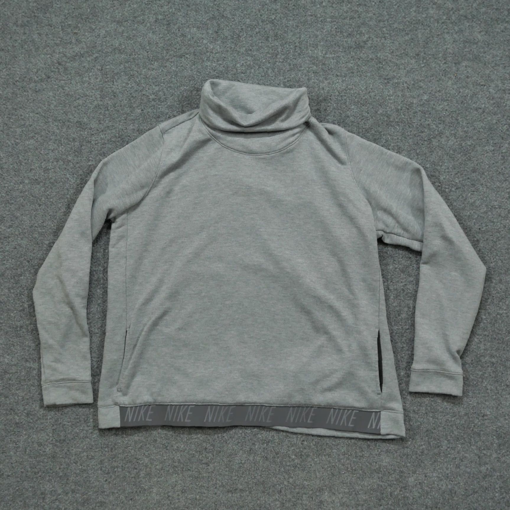 Nike VINTAGE Nike Sweatshirt Womens XL Grey Pullover Mock Neck Pockets Size XL / US 12-14 / IT 48-50 - 2 Thumbnail