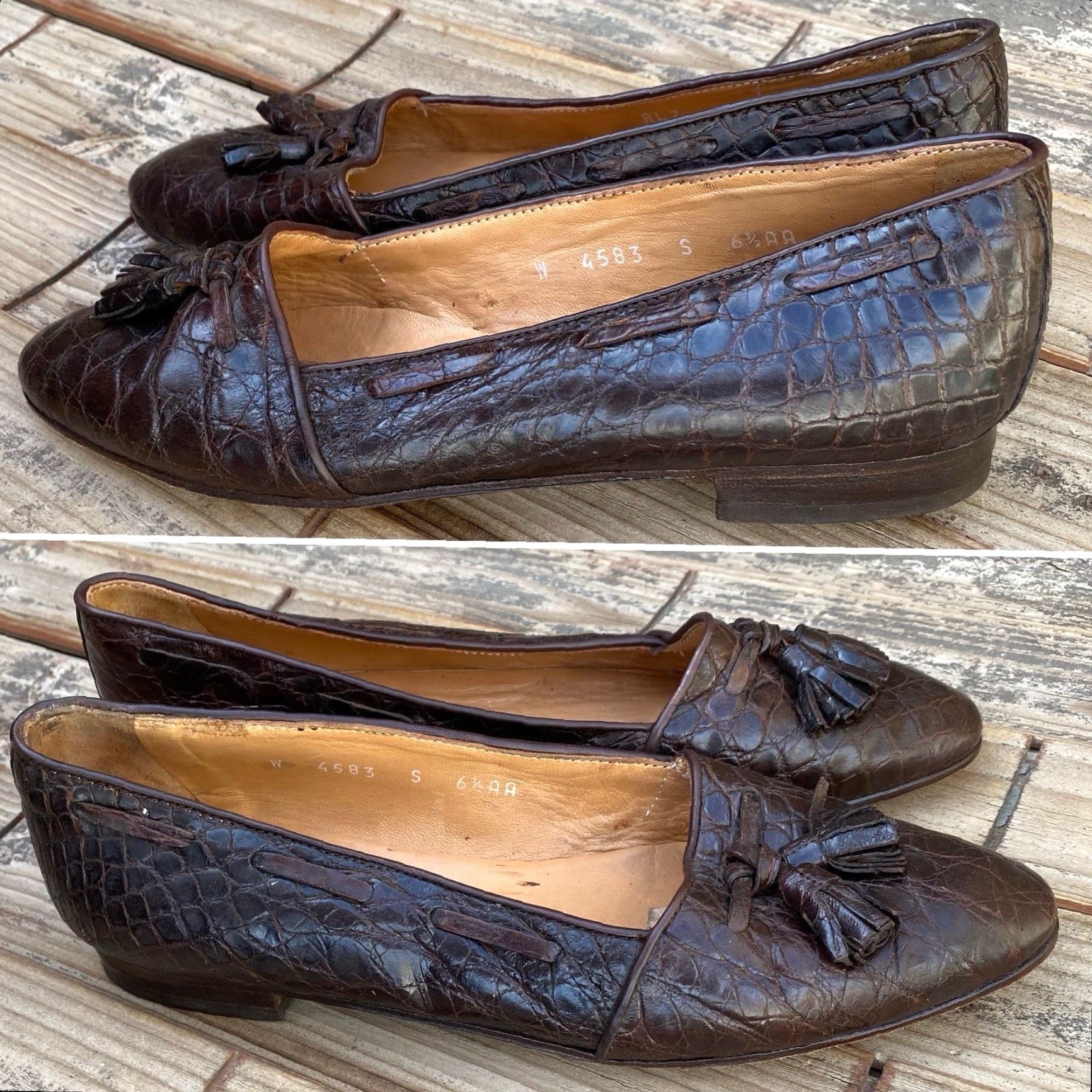Ralph Lauren Ralph Lauren Vintage Alligator Embossed Leather Tassel Flat Women Size 6.5 AA Brown Leather Lining Narrow Outsole Vintage Yes Shoes Size US 7 / IT 37 - 2 Thumbnail