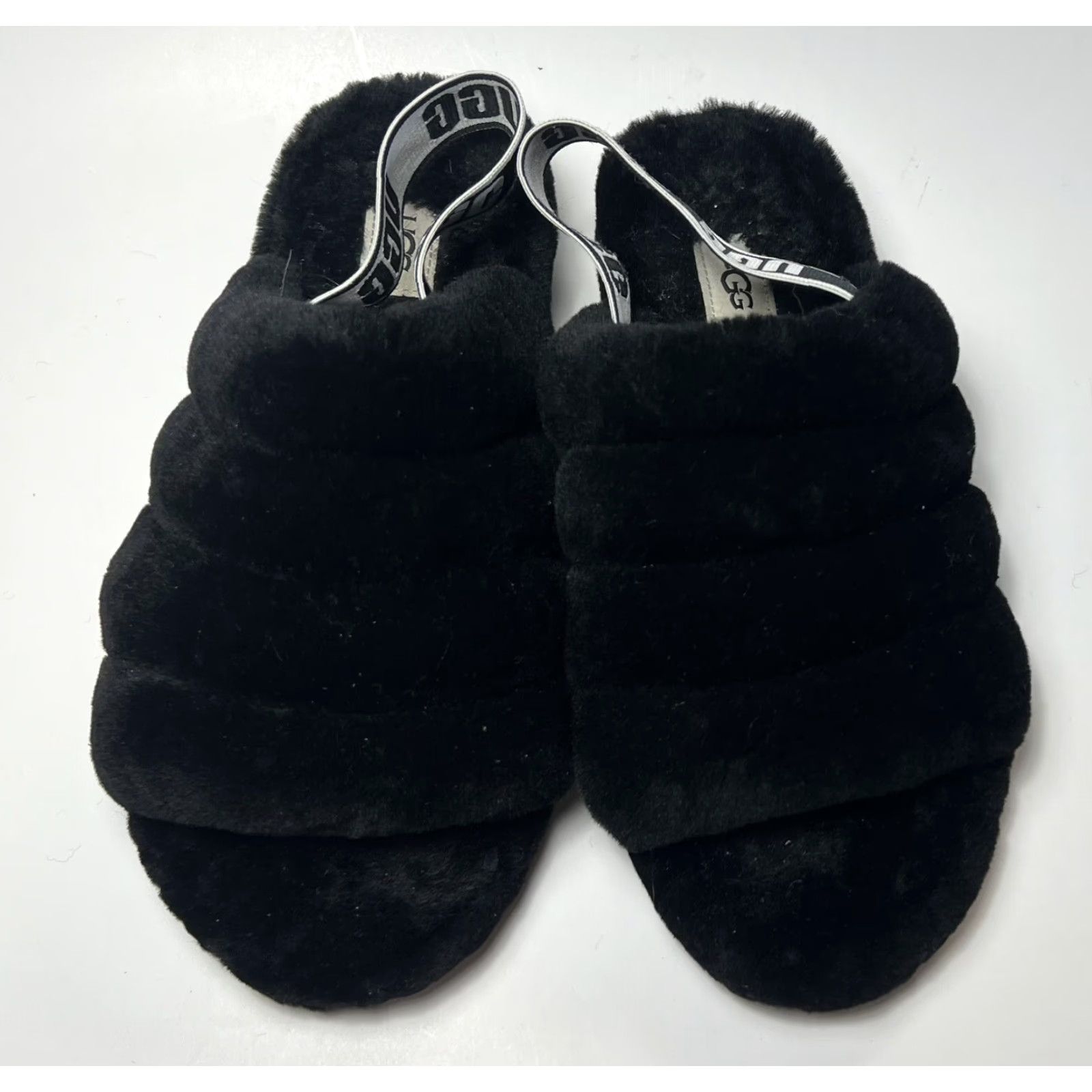 Ugg UGG Fluff Yeah Slides Women Slipper Open Toe Black Faux Fur 8 Shoes Casual Womens Australia Pattern Logo Straps 39 EU Size US 8 / IT 38 - 5 Thumbnail