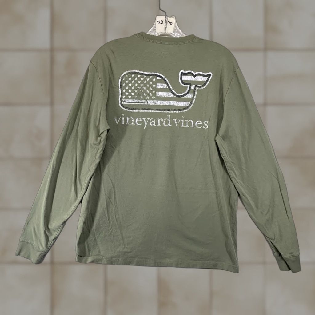 Vineyard Vines VINEYARD VINES Men's Long Sleeve T-Shirt Small Light Olive Patriotic Whale Graphic Preppy Sports Size US S / EU 44-46 / 1 - 1 Thumbnail