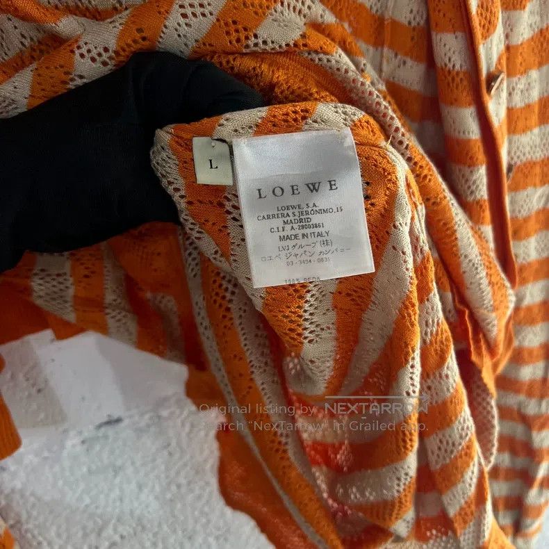 Loewe Loewe Orange and white striped knitted cardigan Size L / US 10 / IT 46 - 4 Thumbnail