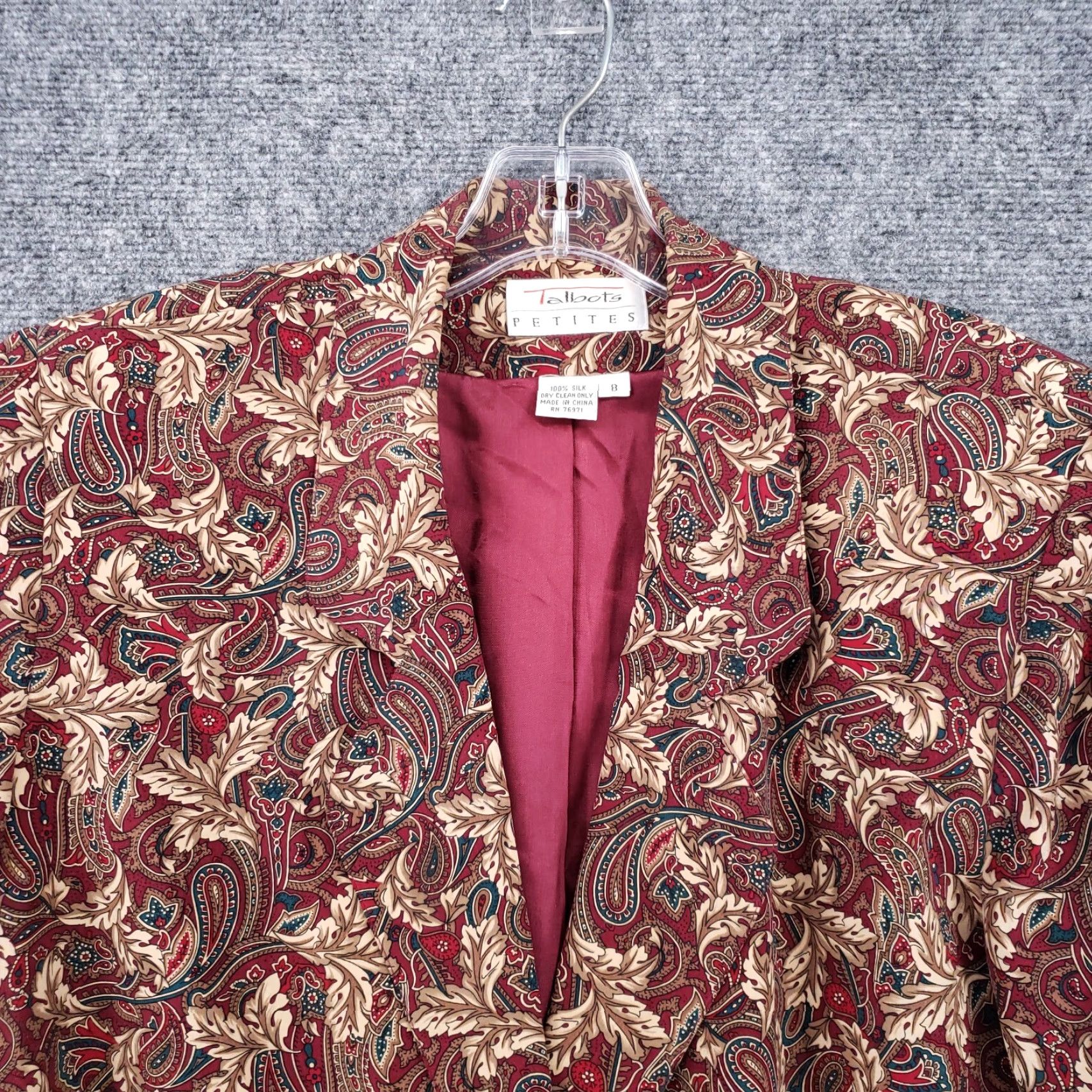 Talbots Talbots Blazer Women 8 Petite Red Paisley Silk Long Sleeve Button Office Formal Jacket Size M / US 6-8 / IT 42-44 - 4 Thumbnail