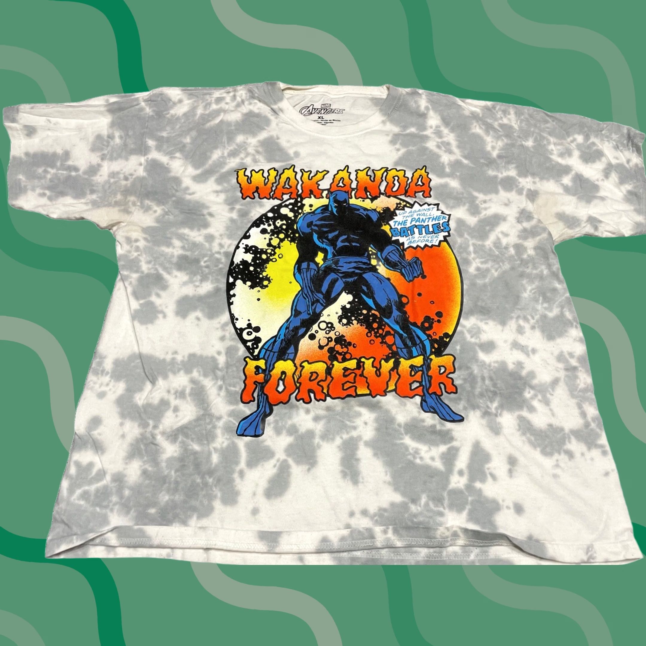 Vintage Marvel Black Panther Wakanda Tie & Dye T-Shirt XL Men Gray Short Sleeve Cotton Crew Neck Vintage: No, Graphic Print, All Seasons, Movie, Regular Fit Size US 36 / EU 52 - 1 Thumbnail