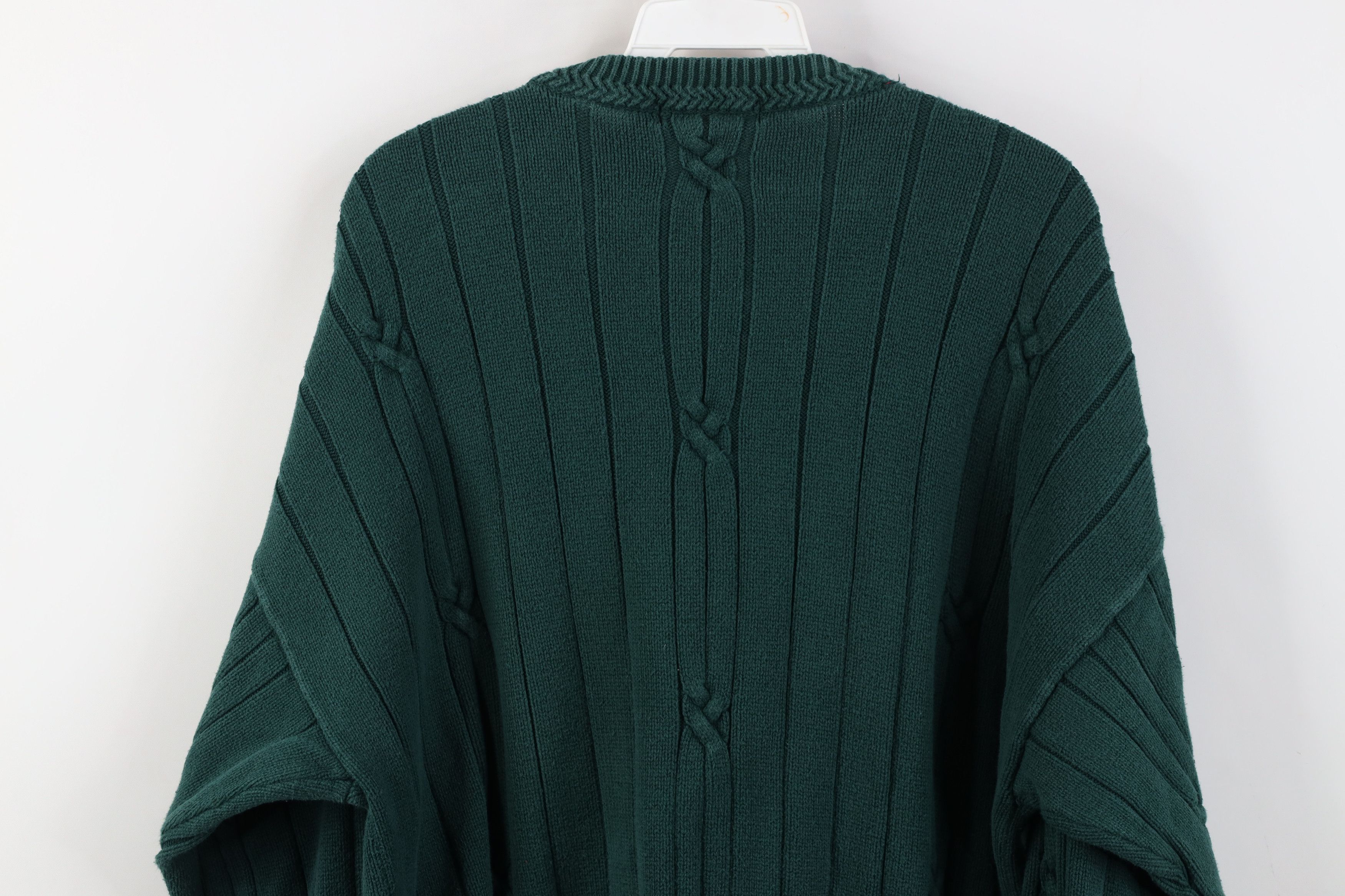 Nautica Vintage 90s Nautica Cotton Cable Ribbed Knit Sweater Green Size US L / EU 52-54 / 3 - 13 Thumbnail