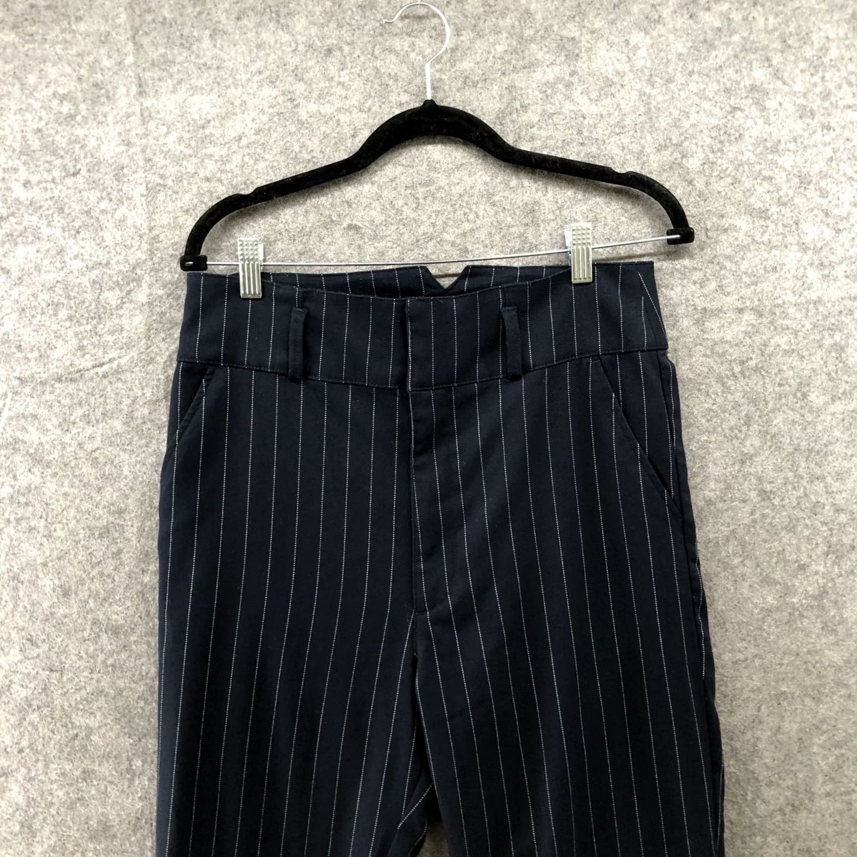 Abercrombie & Fitch VINTAGE Abercrombie & Fitch High Waisted Dress Pants Womens M Navy Pinstriped Relaxed Size 32" / US 10 / IT 46 - 3 Thumbnail