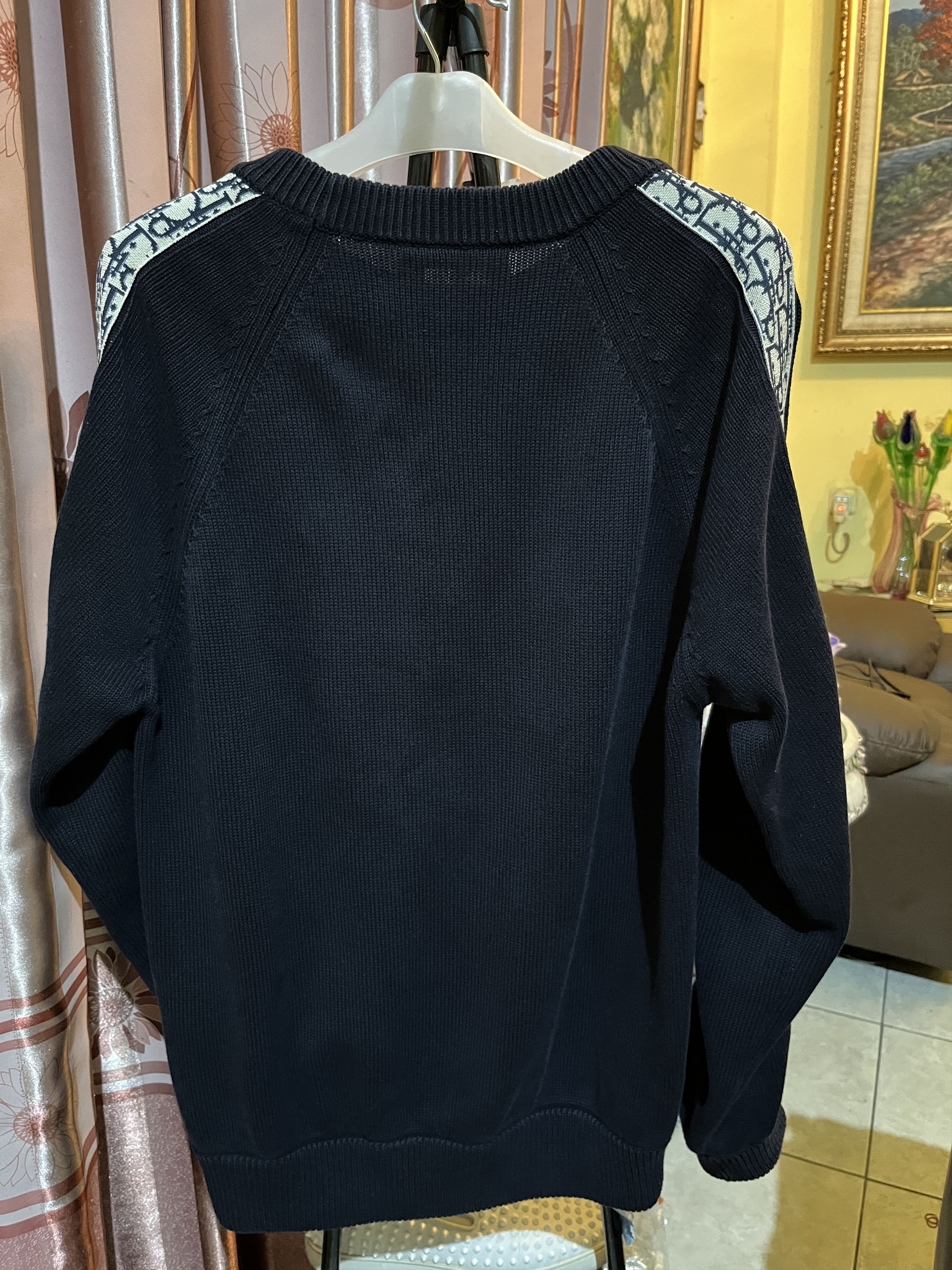 Dior Dior Oblique Inserts Deep Blue Cotton Jersey Sweater Size US M / EU 48-50 / 2 - 2 Thumbnail