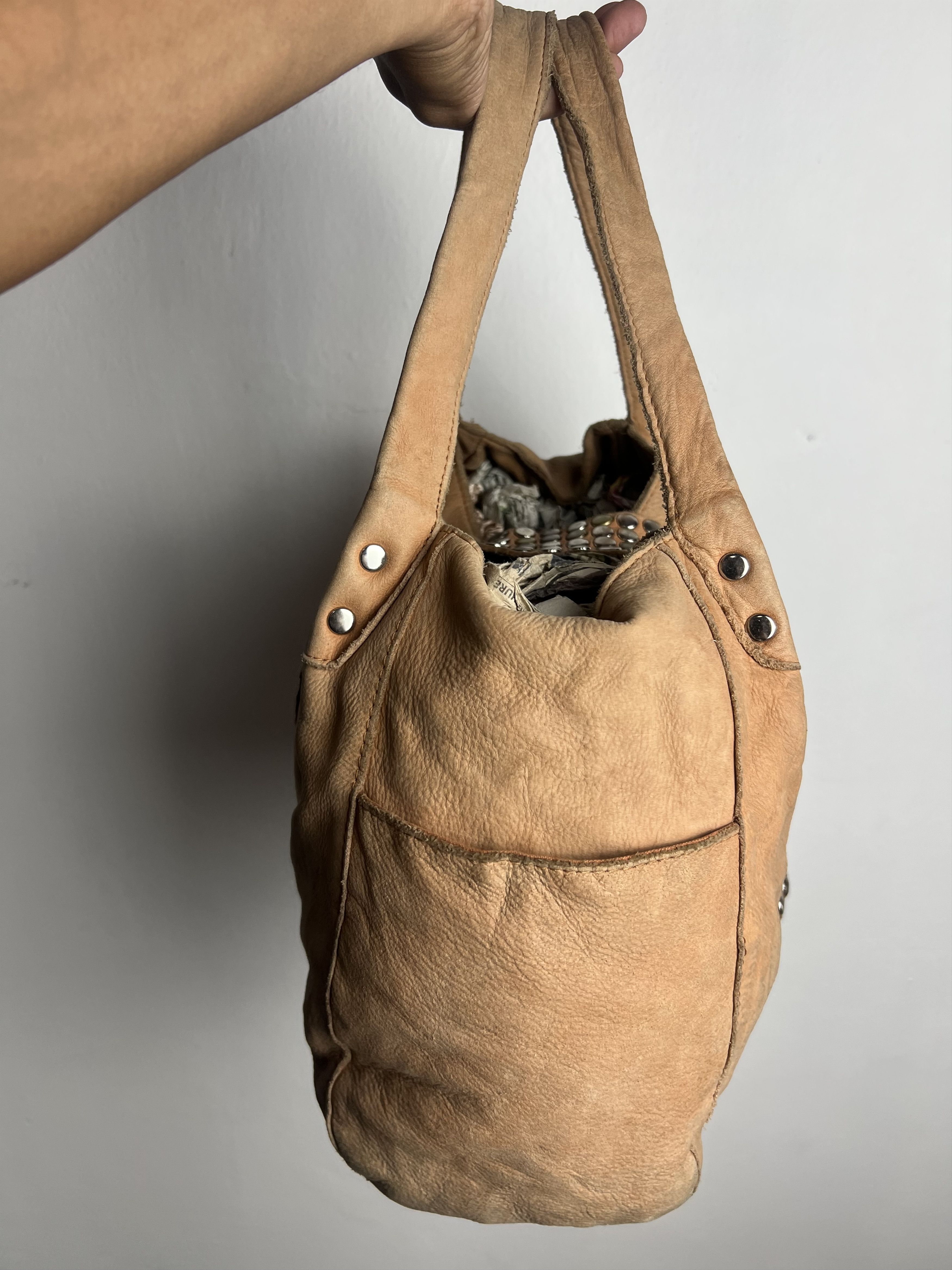 Genuine Leather Tres Kmrii Style Studded Leather Suede Hobo Bag Size ONE SIZE - 3 Thumbnail