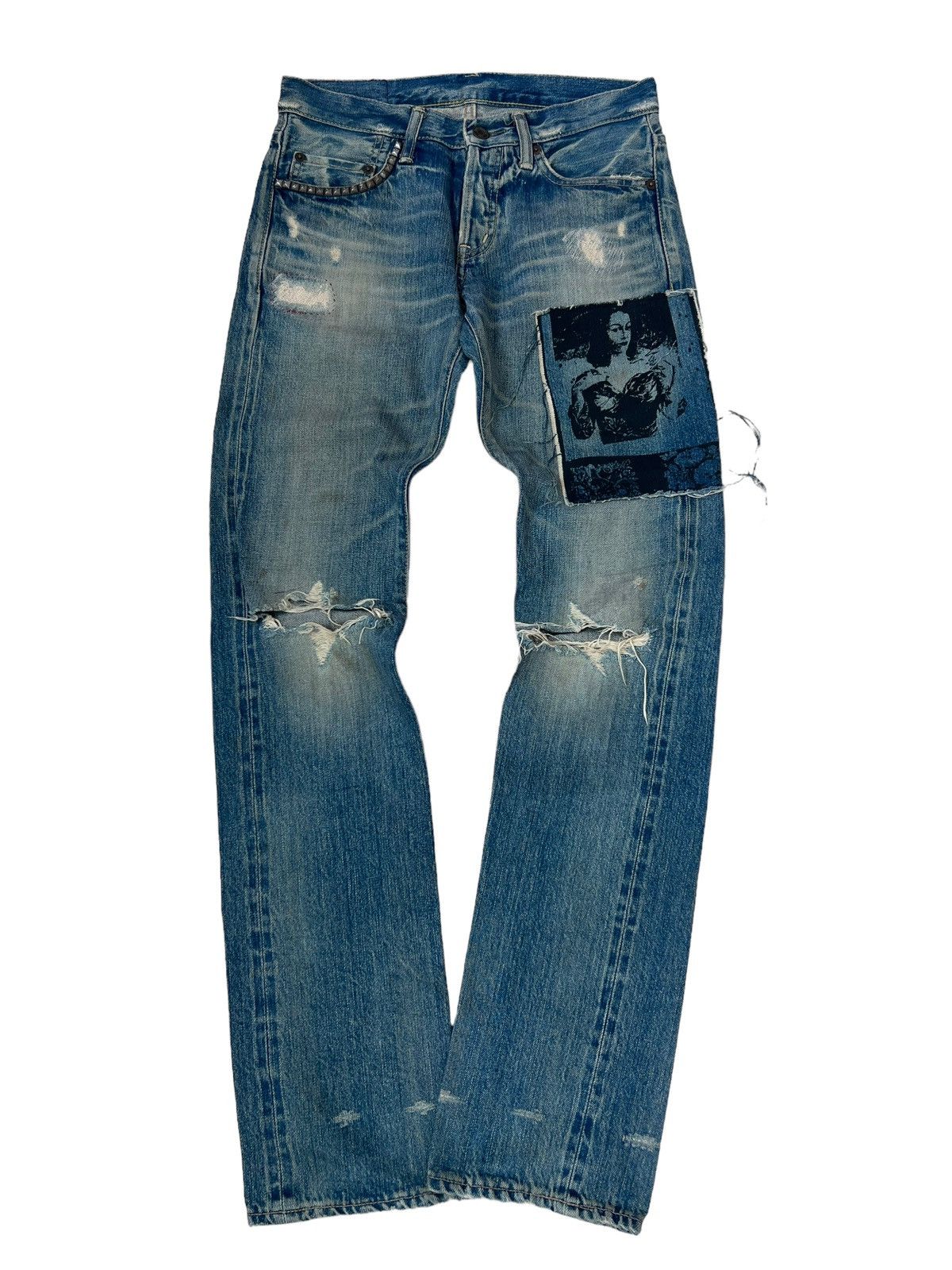 image of Hysteric Glamour Patch Denim in Black/Blue, Men's (Size 28)
