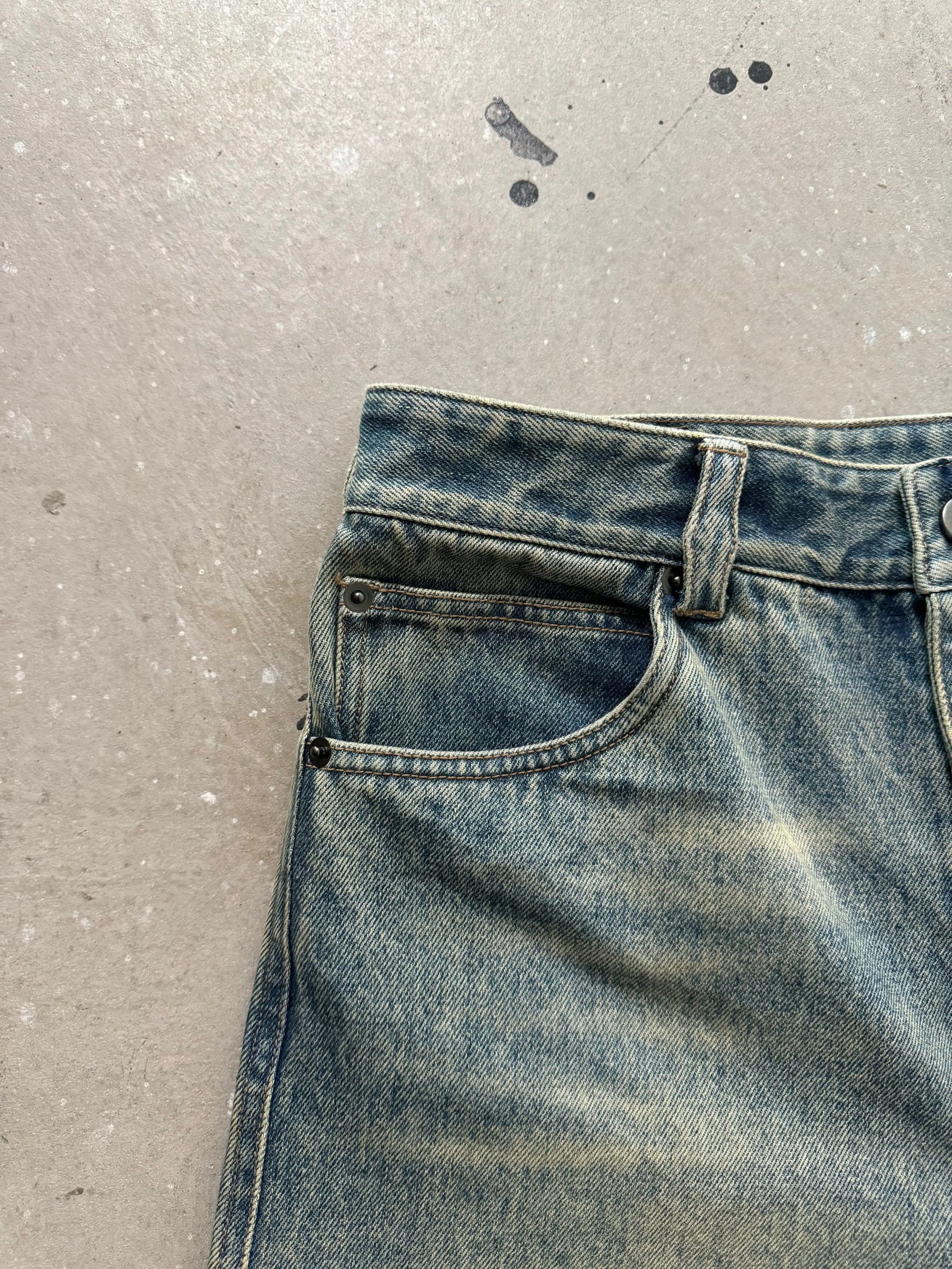 Jean × Vintage Retro Washed Blue Straight Cut Baggy Jeans Size US 31 - 4 Thumbnail