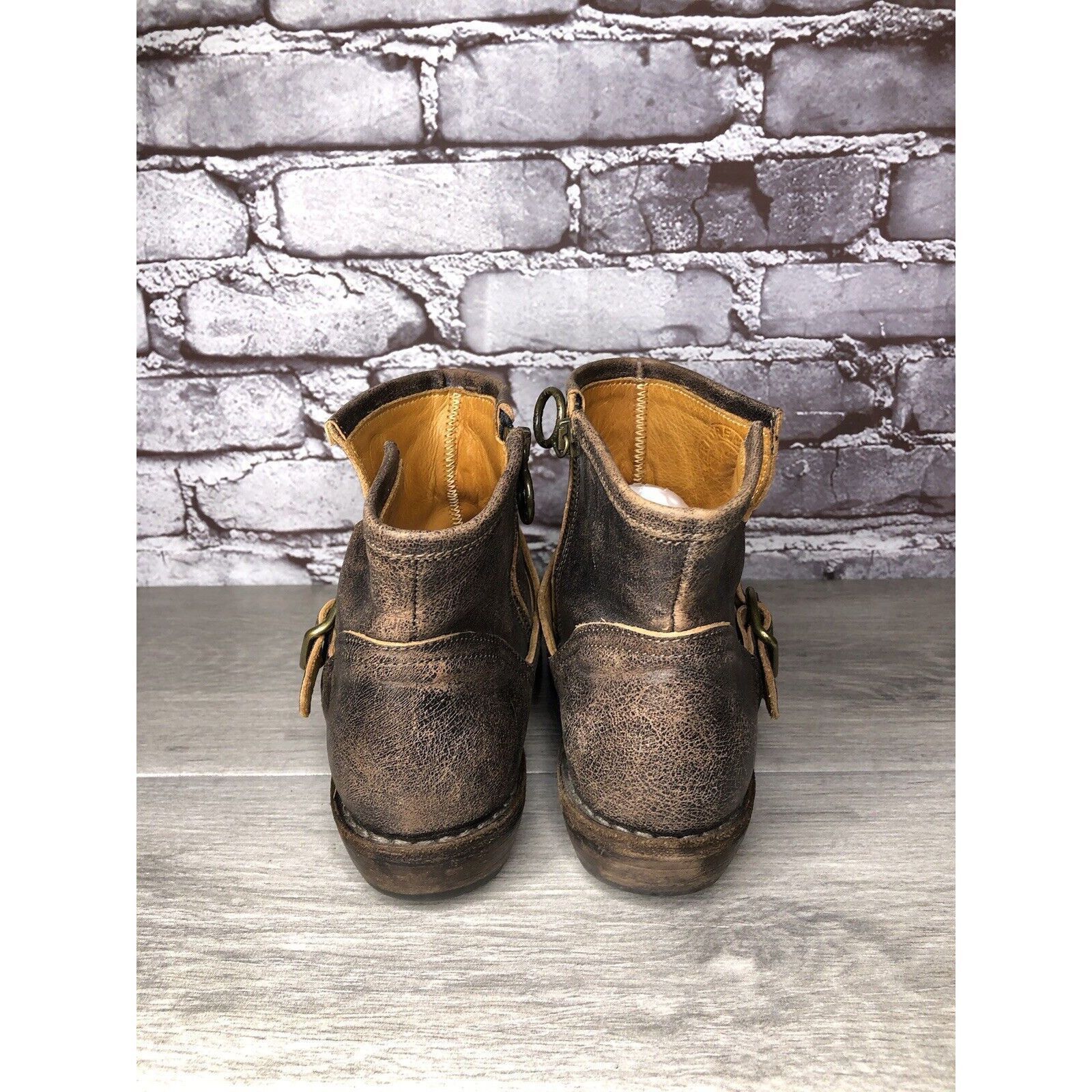 Fiorentini + Baker Fiorentini + Baker Brown Leather Side Zip Buckle Ankle Boots Size US 7 / IT 37 - 4 Thumbnail