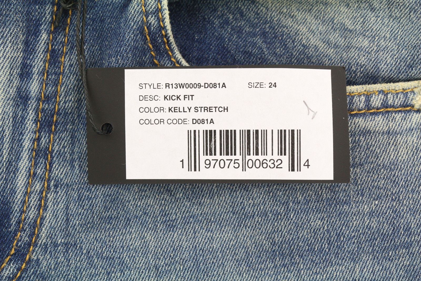 R13 KICK FIT 24 Kelly Stretch Washed Faded Ankle Cropped 86331 Size 24" / US 00 / IT 34 - 8 Thumbnail