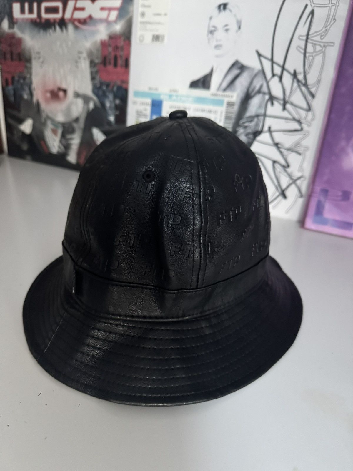 Fuck The Population FTP Leather Monogram Bucket Hat Black All Over Logo OG Rare Size ONE SIZE - 3 Thumbnail