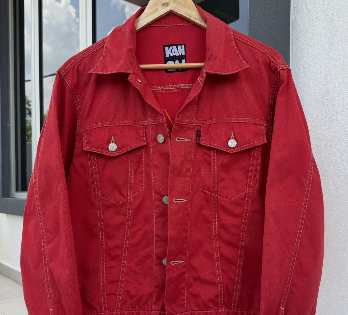 Vintage 🔥VTG Kansai Sports Embroidery Red Denim Trucker Jacket 1997 Size US M / EU 48-50 / 2 - 7 Thumbnail