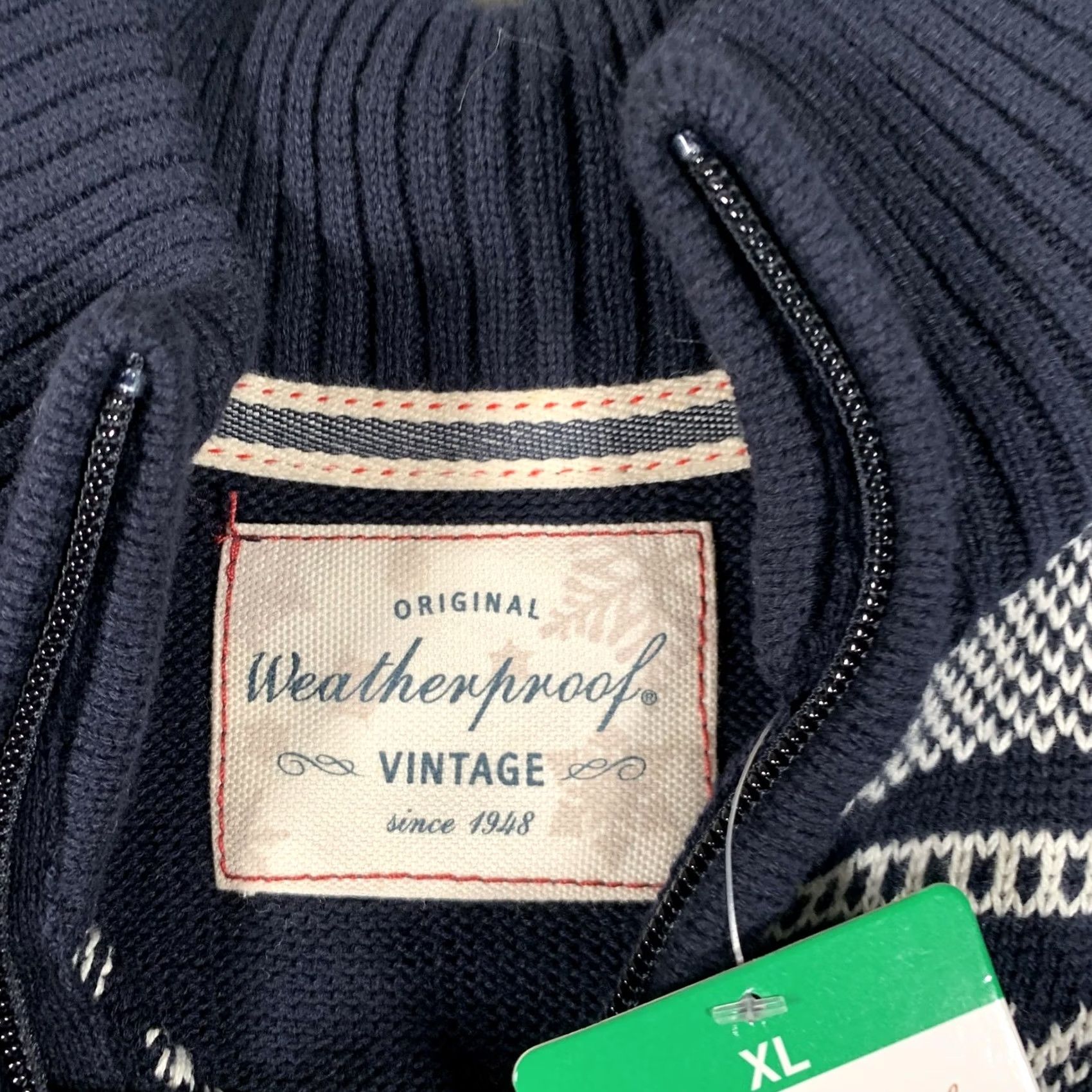 Weatherproof VINTAGE Weatherproof Sweater Mens XL Blue Navy Fair Isle Zip Mock Neck Pullover Size US XL / EU 56 / 4 - 6 Thumbnail