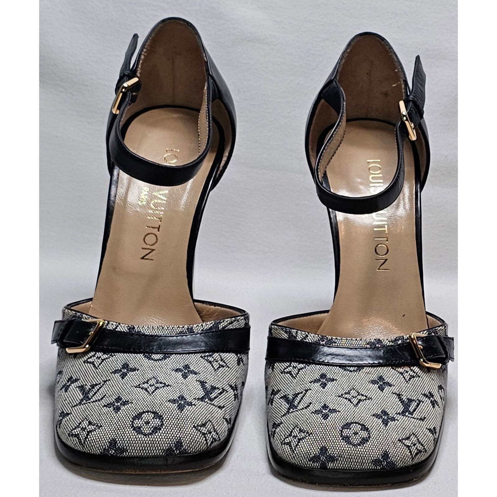 Louis Vuitton Louis Vuitton D'Orsay Ankle Strap Pumps mini lin canvas Size US 5.5 / IT 35.5 - 5 Thumbnail