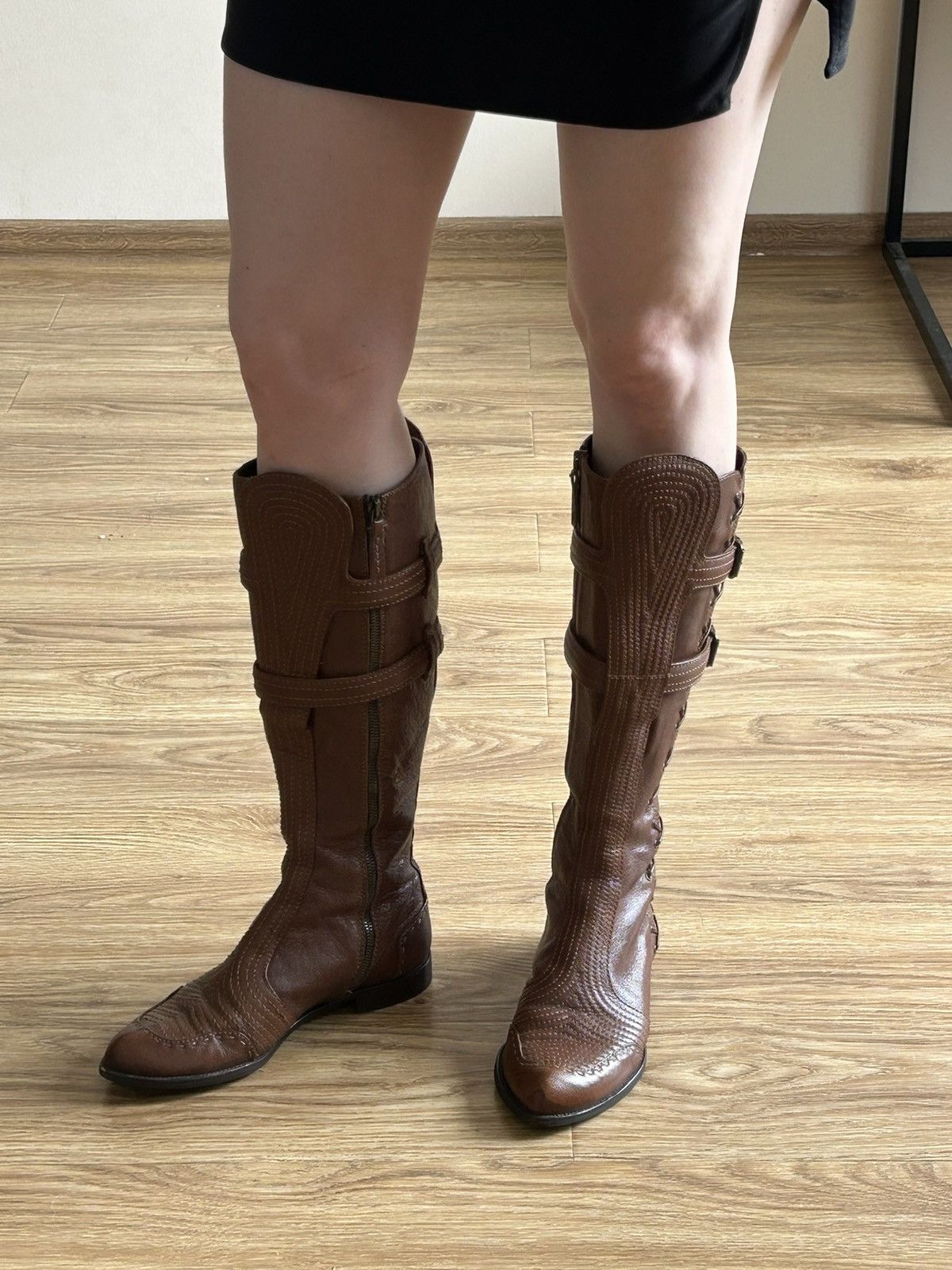 McQ Alexander McQueen Alexander Mcqueen Leather High Browm Boots Old money Size US 7.5 / IT 37.5 - 16 Thumbnail