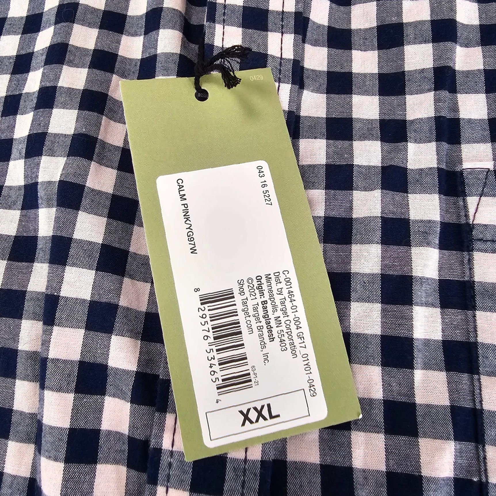Vintage Goodfellow Shirt Mens 2XL Pink Navy Check Button-Up Long Sleeve Size US XXL / EU 58 / 5 - 4 Thumbnail