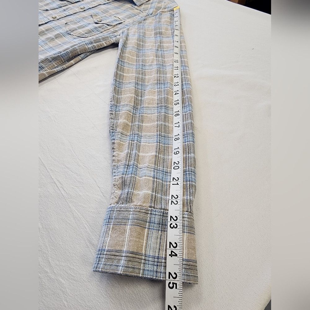 Lucky Brand LUCKY BRAND Tan Blue Plaid Shirt Western Yoke Pearl Size US S / EU 44-46 / 1 - 7 Thumbnail