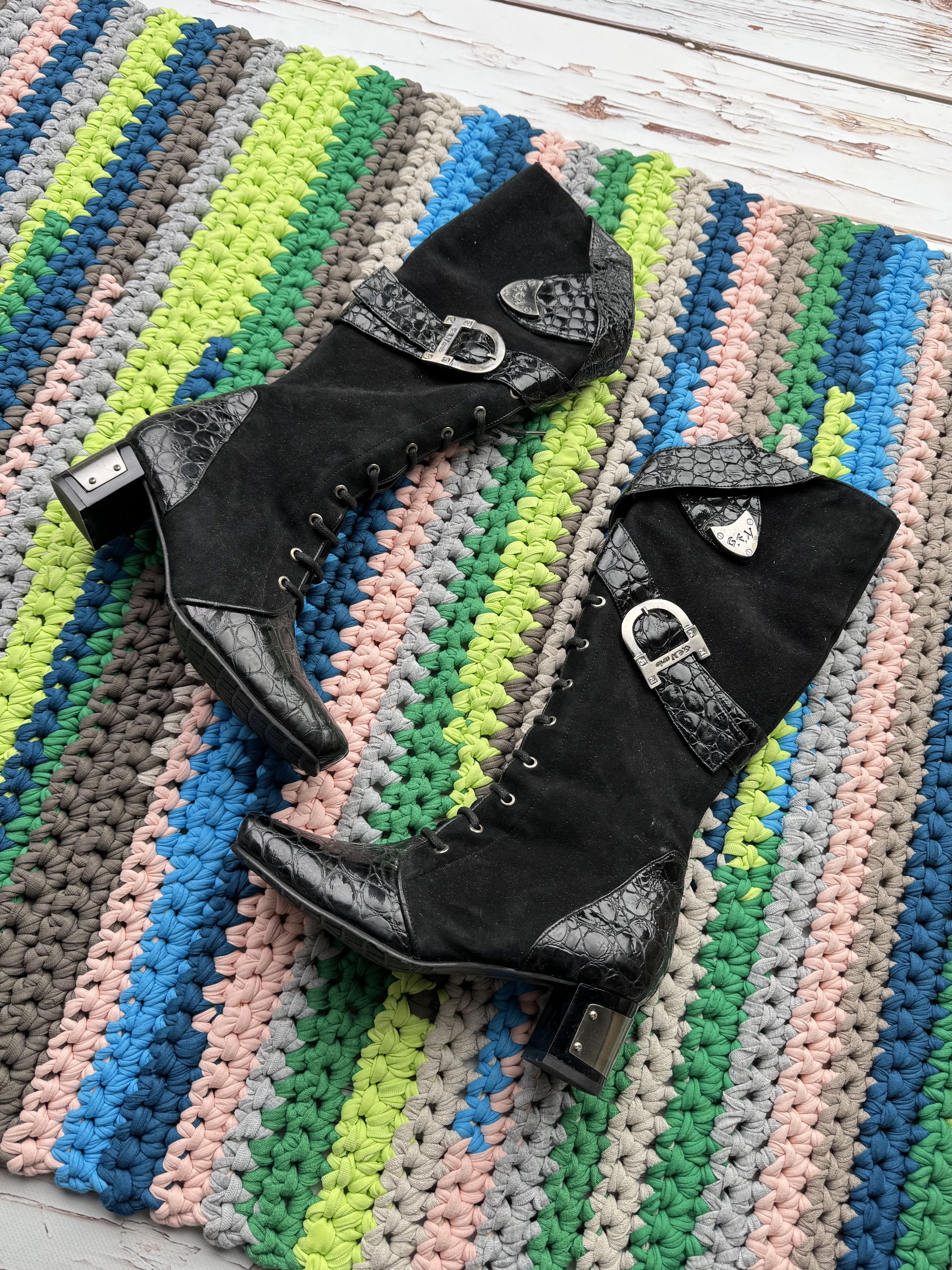 Vintage Heel Shoes Boots With Straps in Black, Women's (Size 7)
